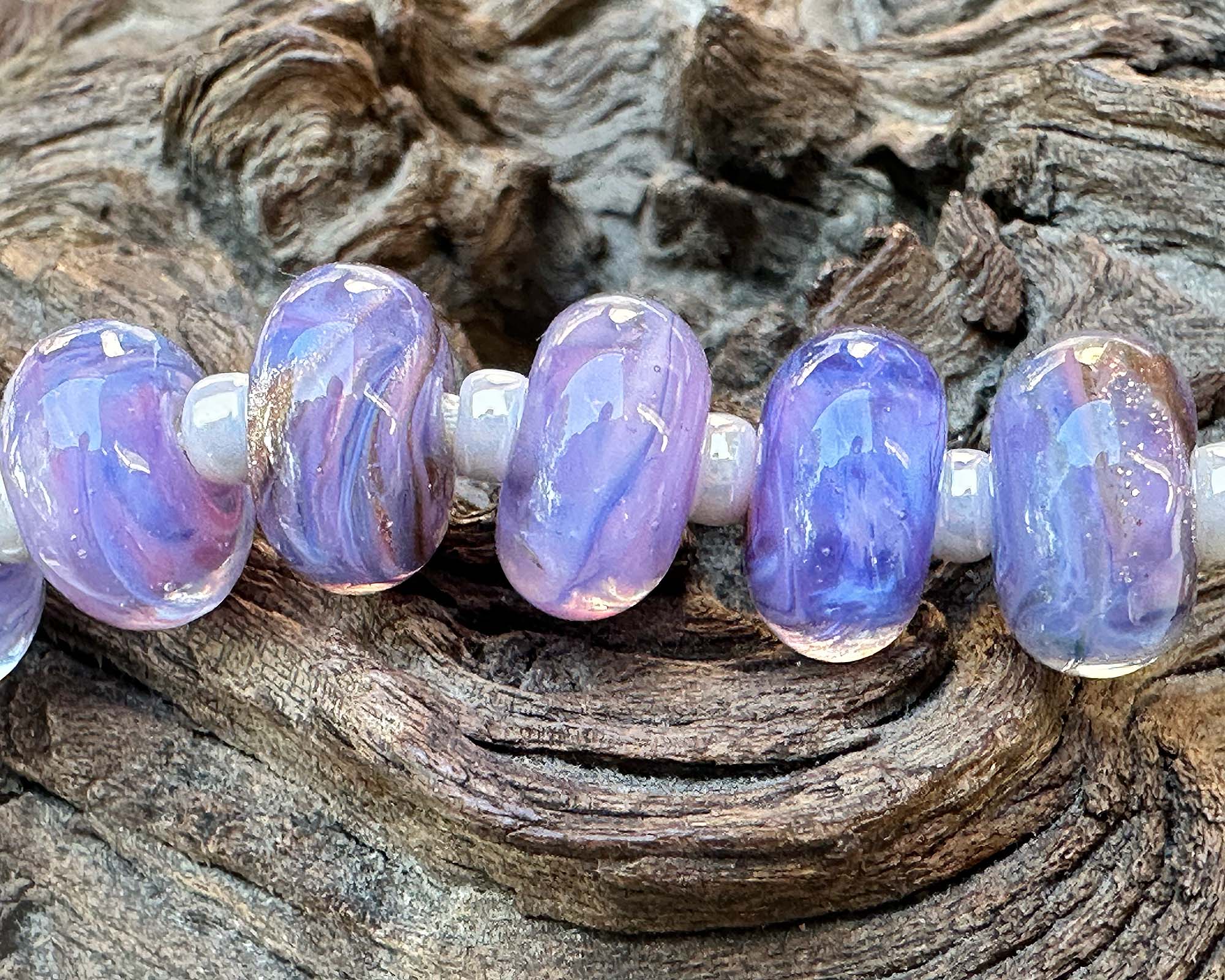 8 Tanzanite Glow Purple Lampwork Glass Beads Set for Jewelry Making - DIY Bracelets, Necklaces & Craft Projects (SRA)