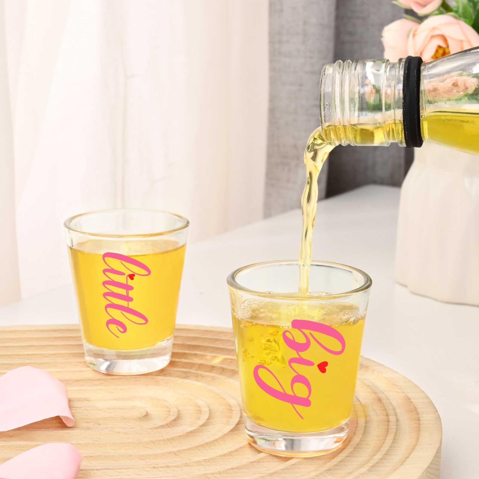 Futtumy Sorority Gifts - 2 OZ Big Little Shot Glasses Set (2PCS Pink) - Perfect for Sorority Big Sister Little Sister Gifts, Women & Girls - Fun Drinking Glasses for Parties, Celebrations & Greek Life Events