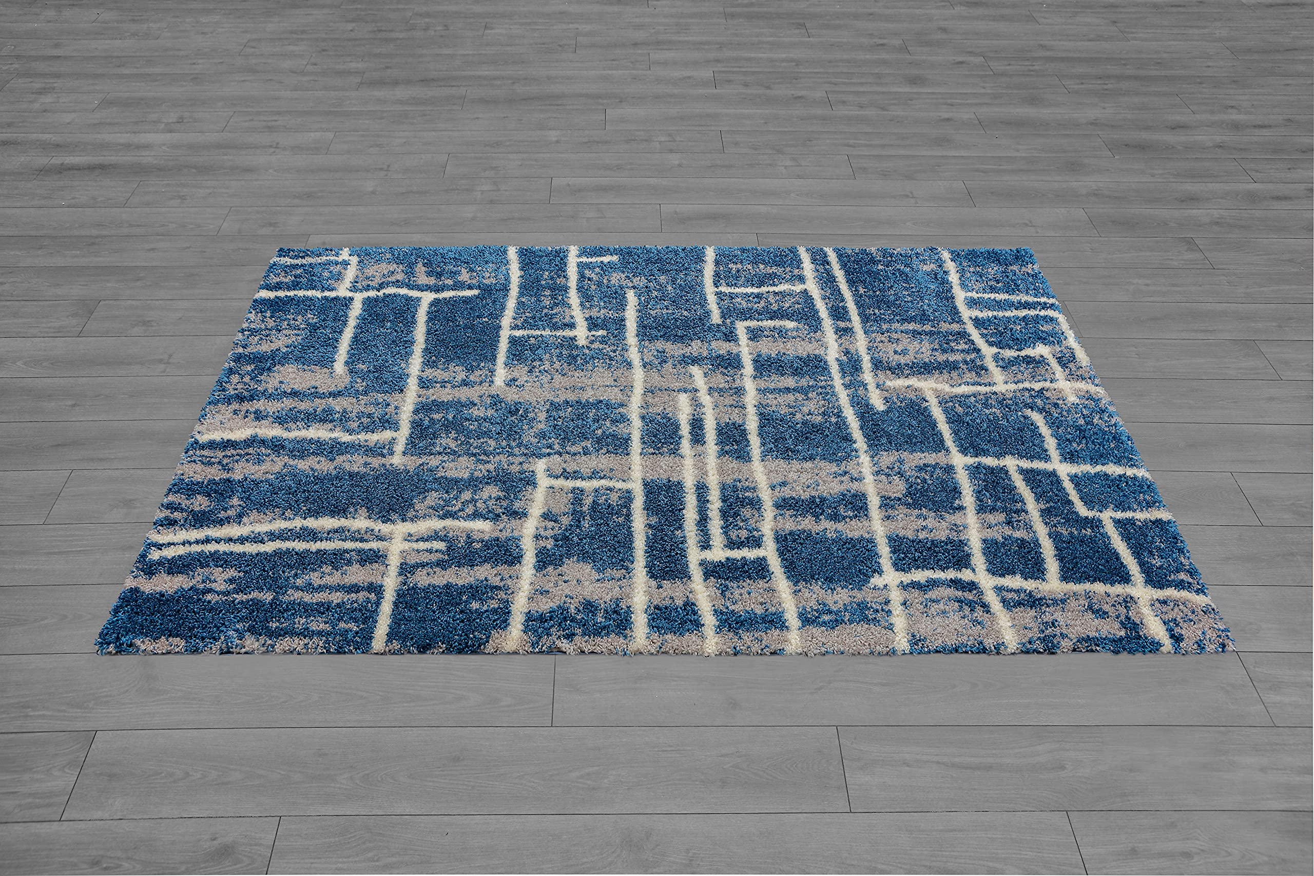 Ladole Rugs Florence Navy/Cream Abstract Area Rug - Soft Modern Non-Slip Living Room Carpet for Bedroom, Office & Home Decor