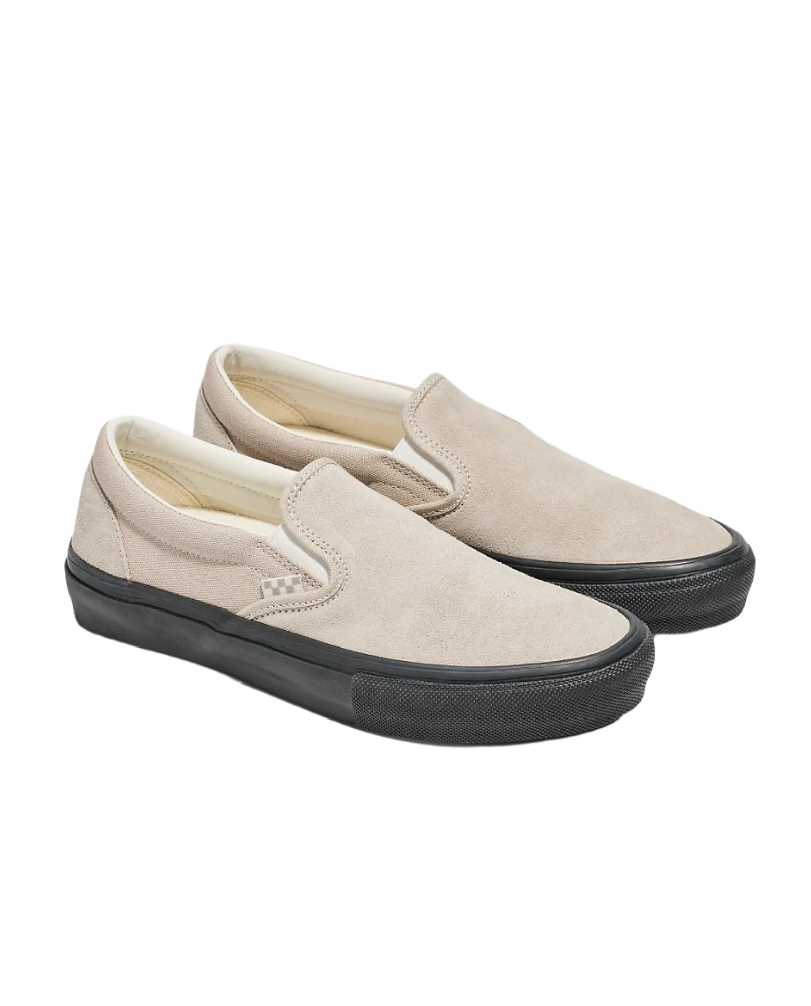 VANS Skate Slip-On Shoes for Men & Women - Classic Tan/Black Checkerboard Sneakers - Comfortable Canvas Skateboarding Shoes for Casual Wear, Street Style & Everyday Use