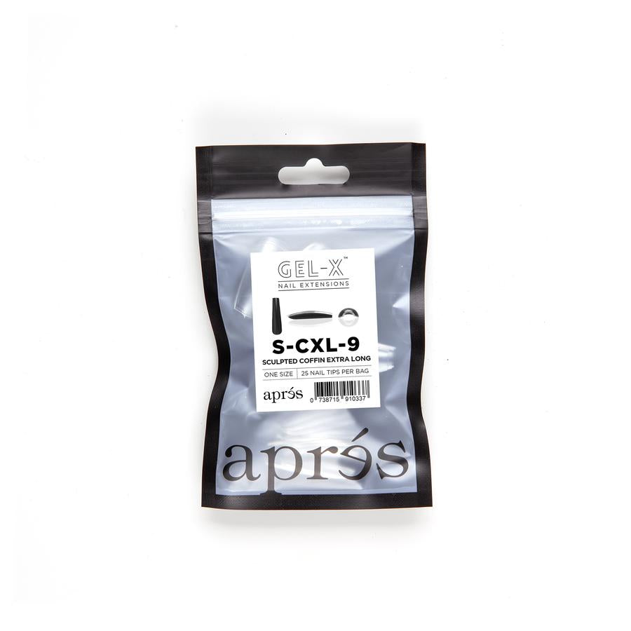 Apres Gel X Sculpted Coffin Extra Long Refill Tips - Size #0 & #9 - Perfect for Nail Extensions & Salon Professionals