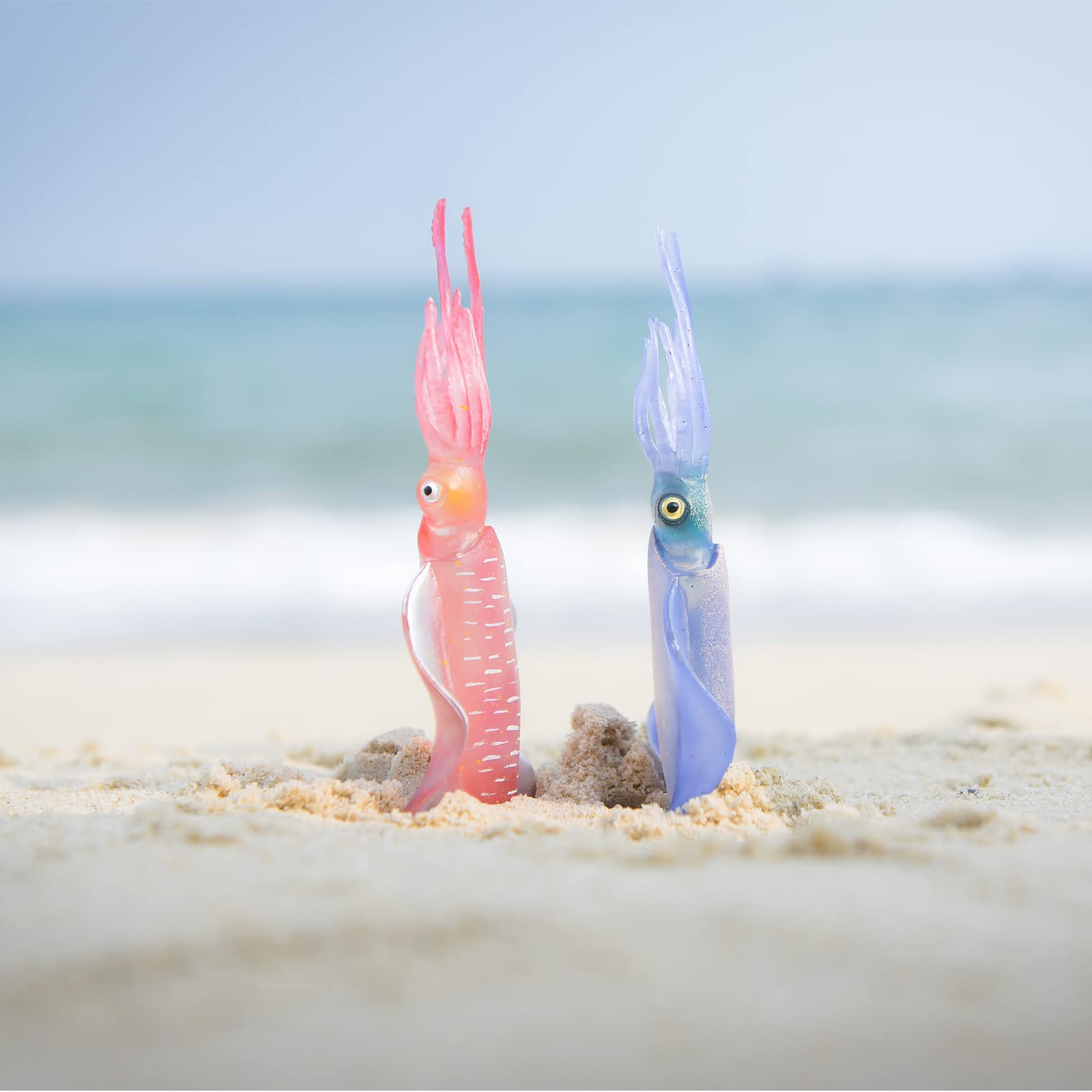 Gemini & Genius 2Pcs Glow in The Dark Squid Toys - Realistic Marine Bioluminescent Cuttlefish Action Figures for Kids | Perfect for Educational Play, Cake Decorations, Swimming Pool & Bathtub Fun, Stocking Stuffers & Ocean-Themed Party Favors