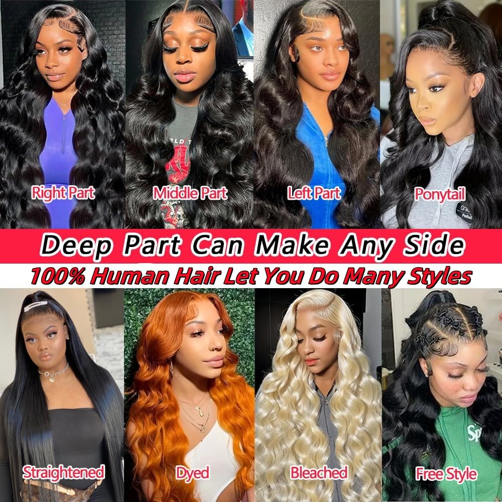 13x6 HD Lace Front Human Hair Wigs - Pre Plucked Glueless Body Wave Lace Front Wigs for Women (200% Density, 26 Inch) - Perfect for Daily Wear, Cosplay & Special Occasions