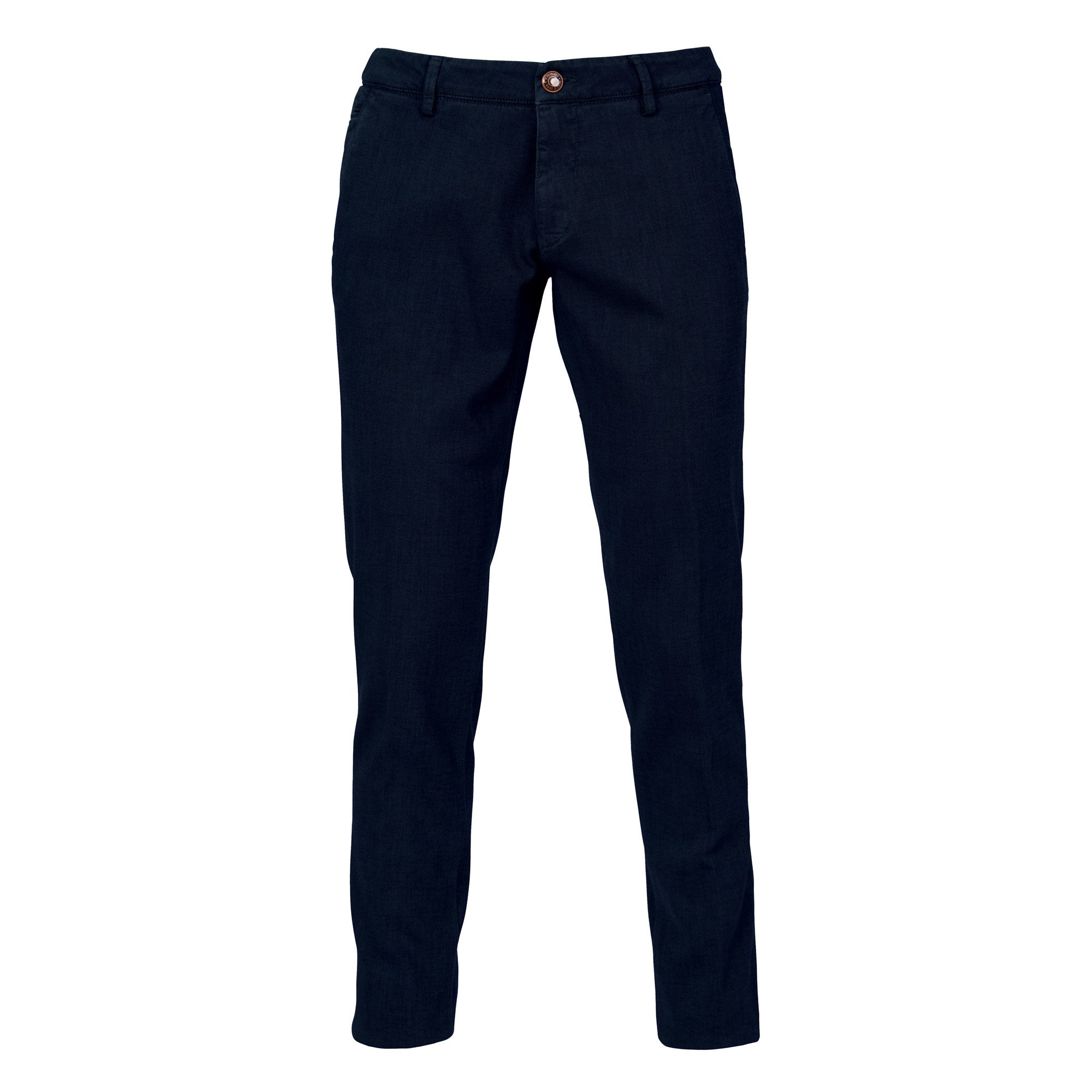 FRADI Men's Stretch Cotton Chino Pants - Comfortable Slim Fit Denim-Look Trousers for Casual & Office Wear (Navy Blue)