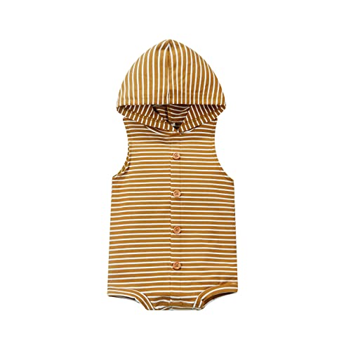 Hooded Romper-brown Stripes