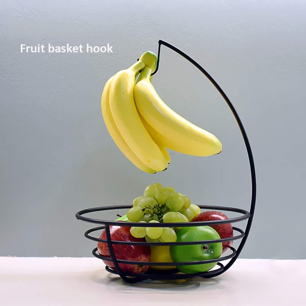Modern Metal Fruit Bowl with Banana Hook - Stylish Fruit Basket Display Rack for Kitchen Countertop & Dining Table Decor