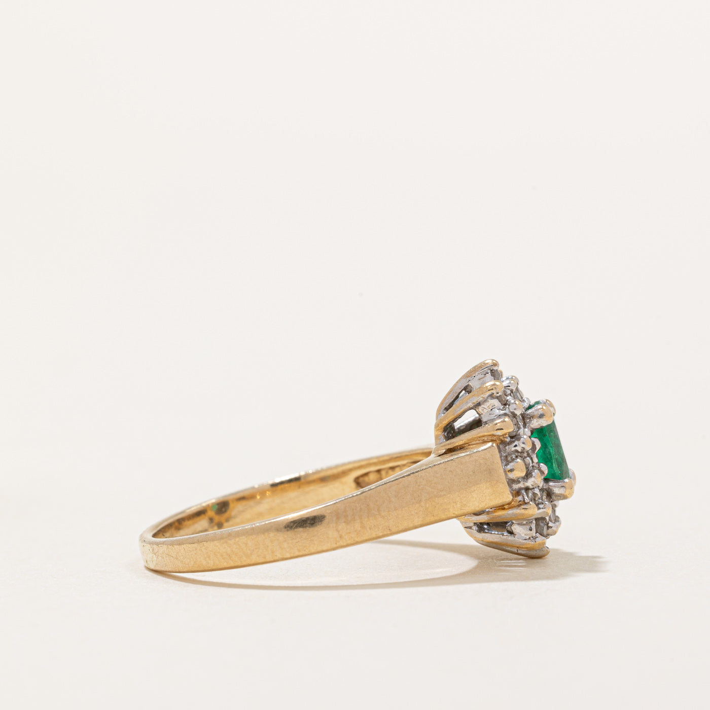 Emerald and Diamond Halo Engagement Ring 0.28ct Center Stone with 0.12ctw Accents - Size 7.25 - Perfect for Proposals, Anniversaries & Special Occasions