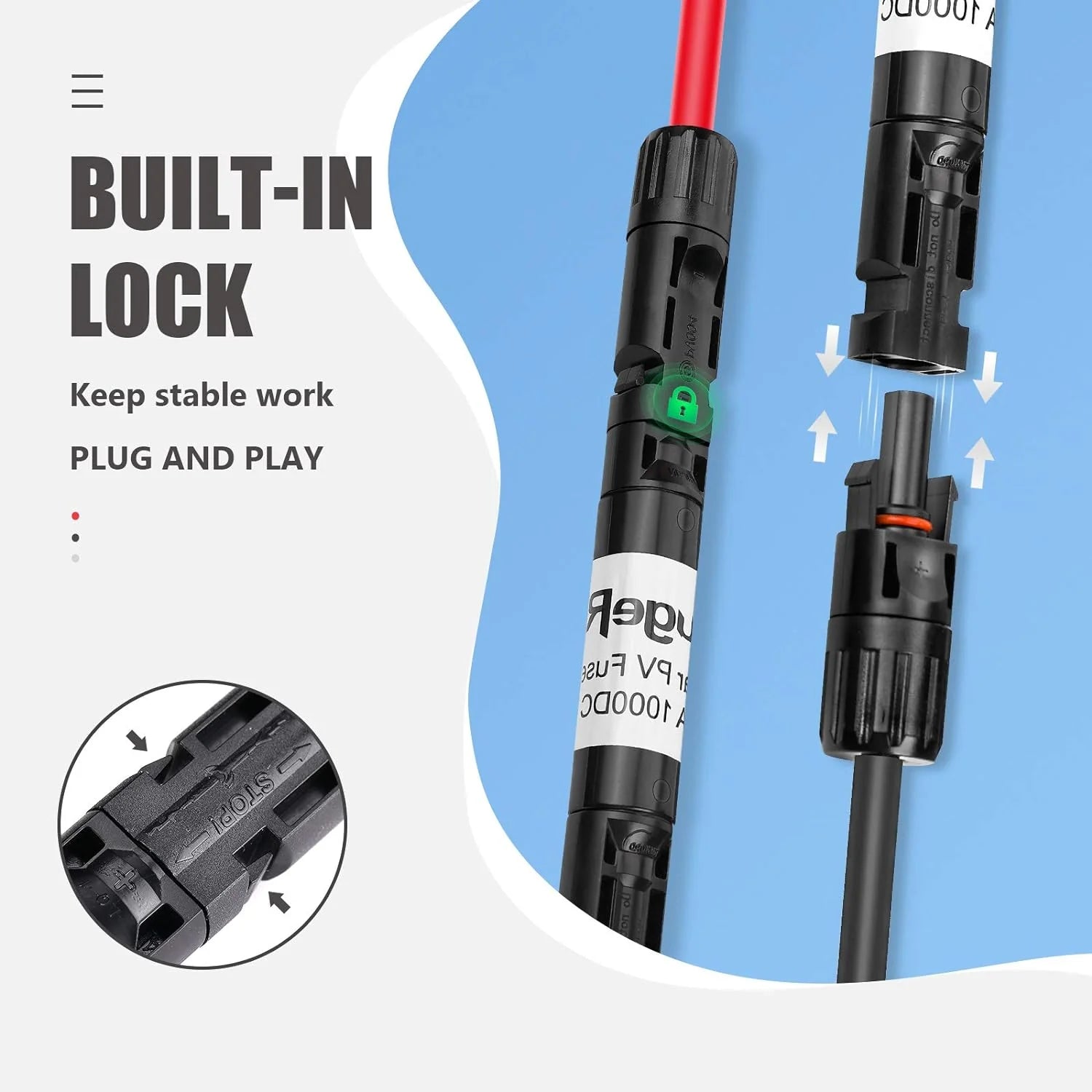 BougeRV 15A Solar Fuse Holder - Waterproof & Durable Fuse Block for Solar Panels, RV, Marine & Off-Grid Power Systems - Perfect for Solar Energy Protection & Electrical Safety