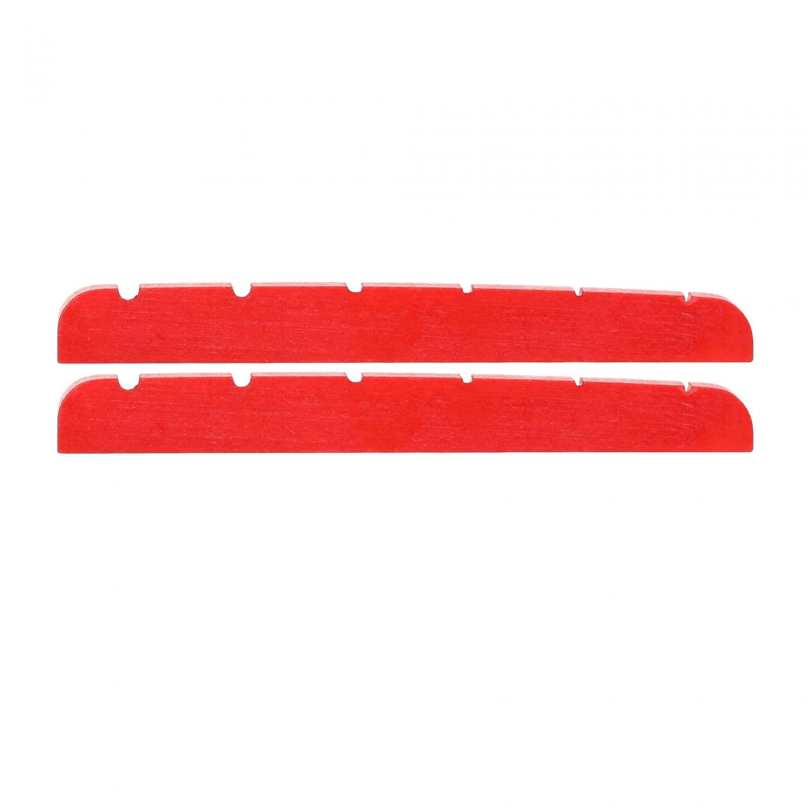 2-Pack Electric Guitar Bone Nut 42mm with Curved Bottom & Brass Insert - 42x3.5mm Replacement Nut for 6-String Guitars (Red) - Perfect for Gibson, Fender & Les Paul Style Guitars - DIY Guitar Repair & Upgrade Accessory