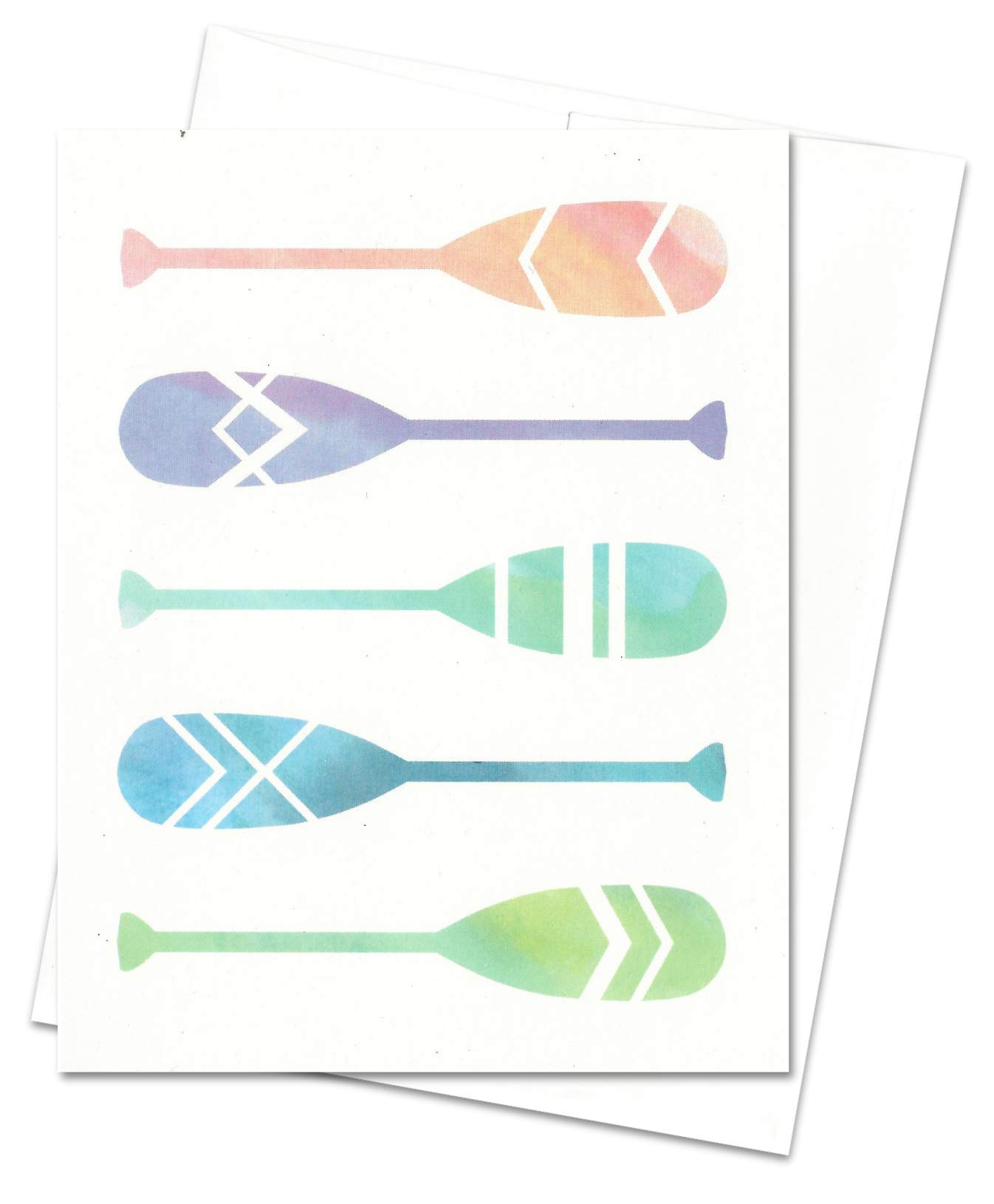 Handmade Watercolor Canoe Paddle Blank Note Card - Camping & Outdoor Enthusiast Stationery - Perfect for Thank You Notes, Invitations & Camping Gifts (1 Card)