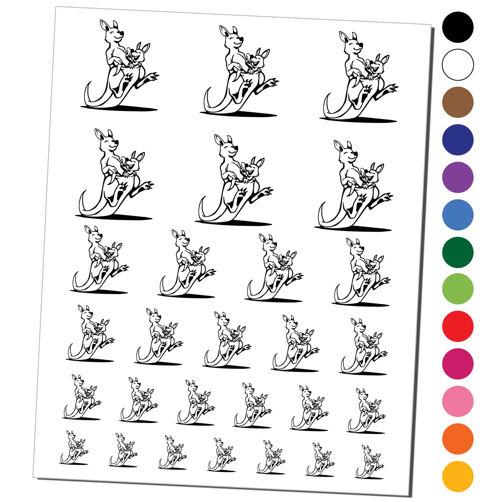 Mother Kangaroo with Baby Joey in Pouch Temporary Tattoo - Waterproof Fake Body Art Stickers for Kids & Adults - Black (1 Sheet) - Perfect for Parties, Halloween & Costume Events