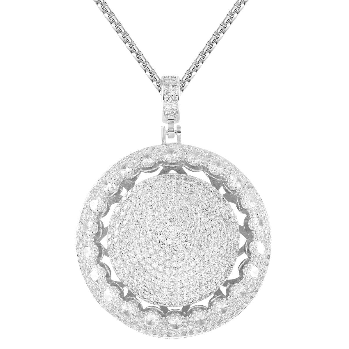 Men's Small Circle Spinner Rapper Pendant Chain - Hip Hop Jewelry for Men, Streetwear Accessories, Gift for Rappers & Music Lovers (Perfect for Concerts, Parties & Everyday Wear)