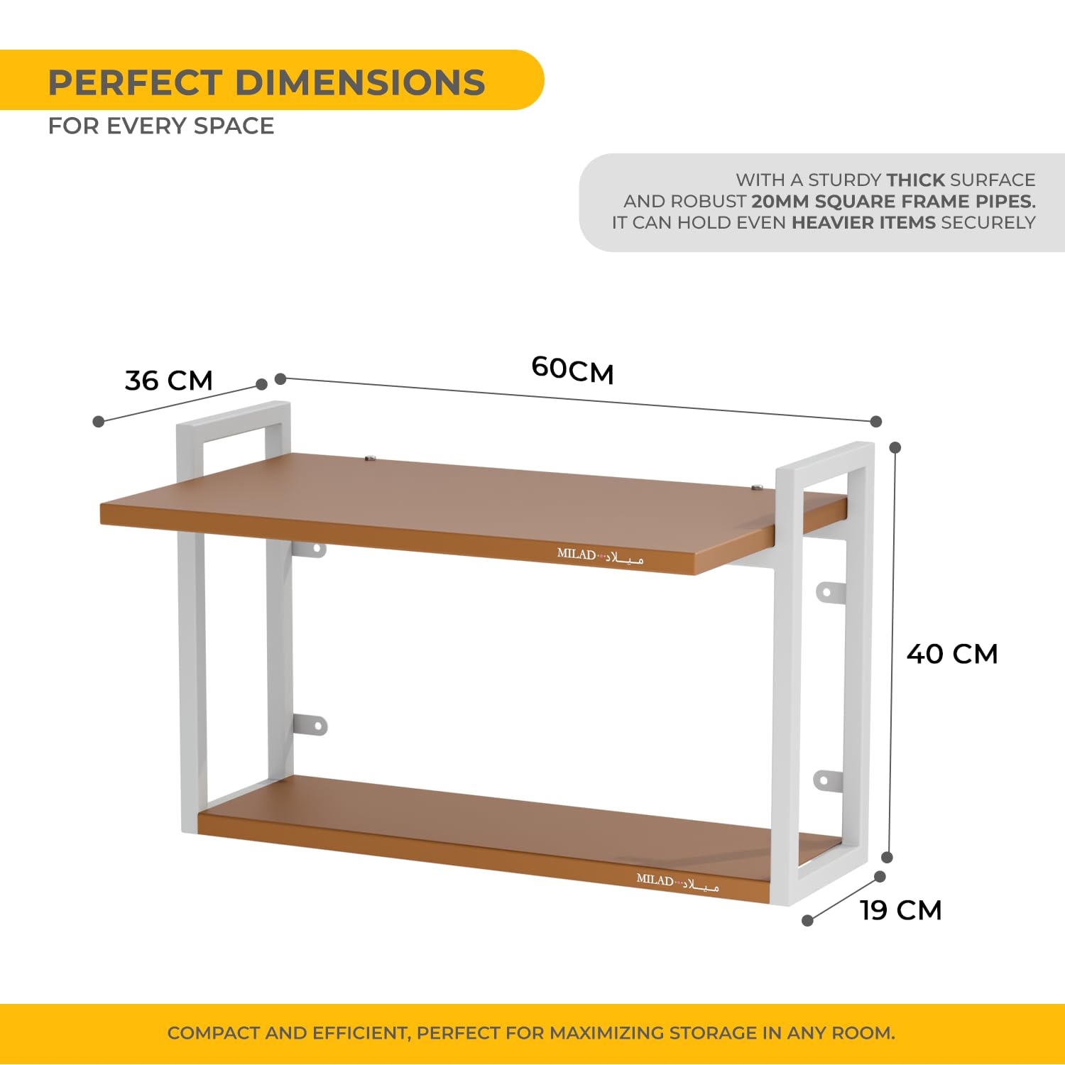 Stainless Steel Wall Mount Microwave Stand & OTG Shelf - Golden & White Kitchen Storage Rack with Spice Organizer (OS-12) - Space Saving Solution for Small Kitchens & Apartments