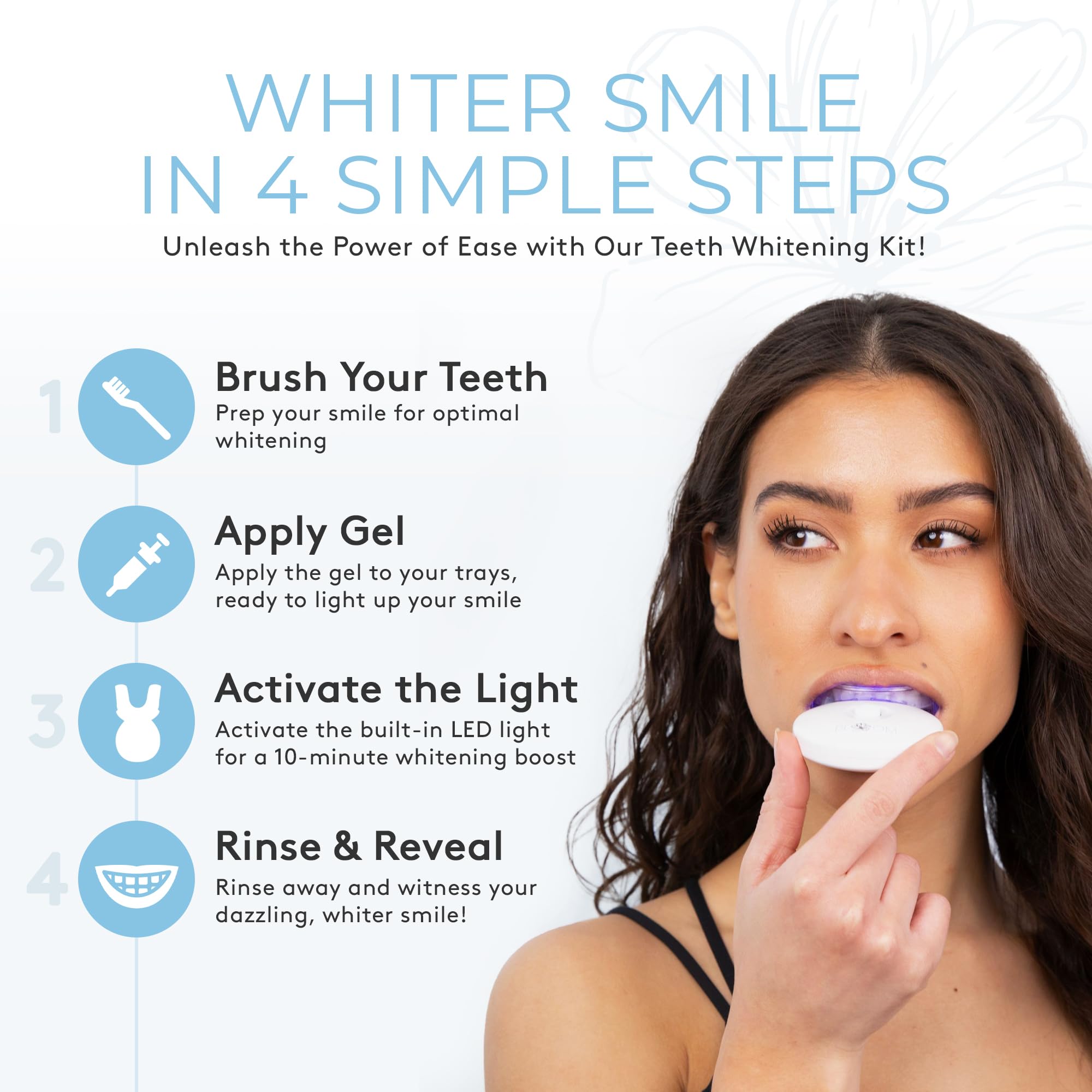 Professional Teeth Whitening Kit with 35% Carbamide Peroxide & LED Light - Fast Results in 10 Minutes Daily, Sensitivity-Free Formula with Coconut Oil & Hydroxyapatite - Perfect for Home Use, Travel, and Special Occasions