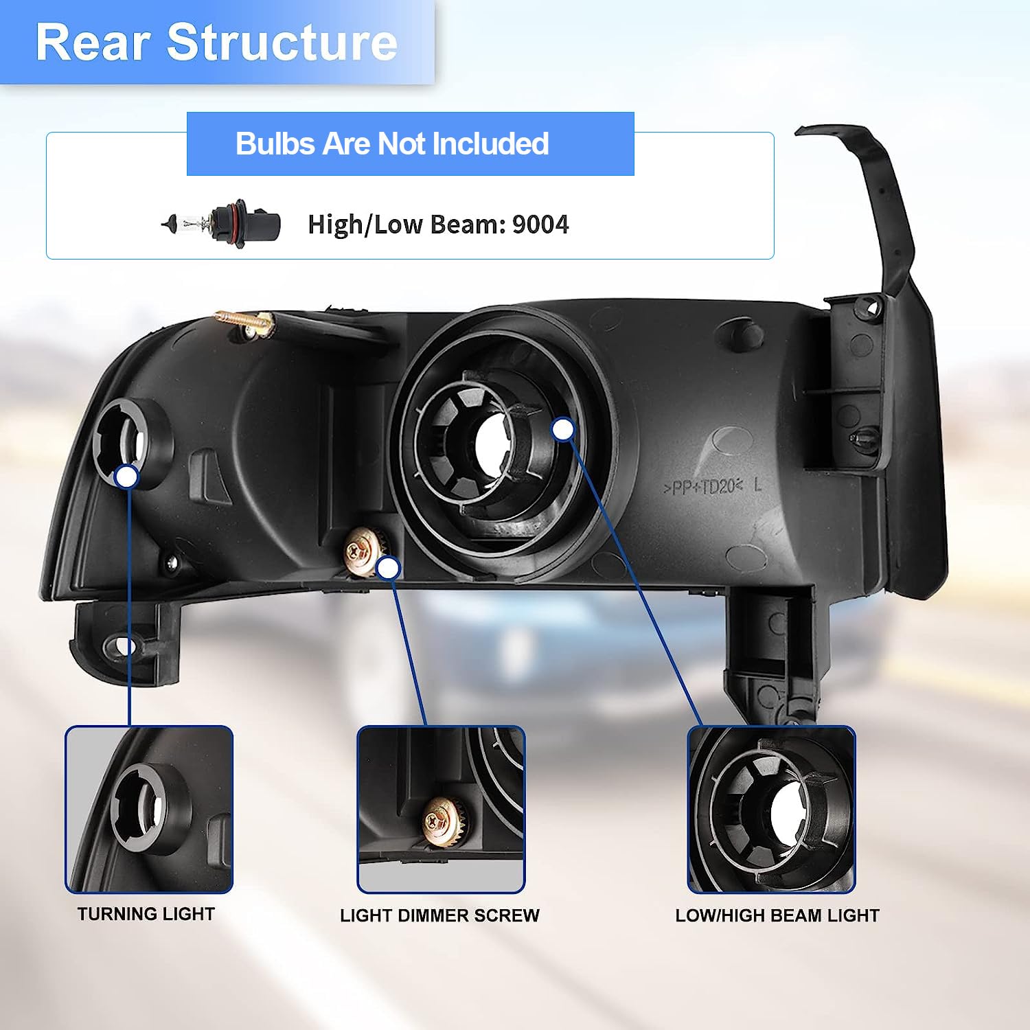 ROXX Projector Headlights Assembly for 1994-2001 Dodge Ram 1500, 1994-2002 Dodge Ram 2500/3500, 1995-2002 Dodge Ram 4000 - Direct Replacement Headlamps with Dual Beam, Turn Signal & Amber Reflector - Perfect for Off-Roading, Night Driving & Truck Customization