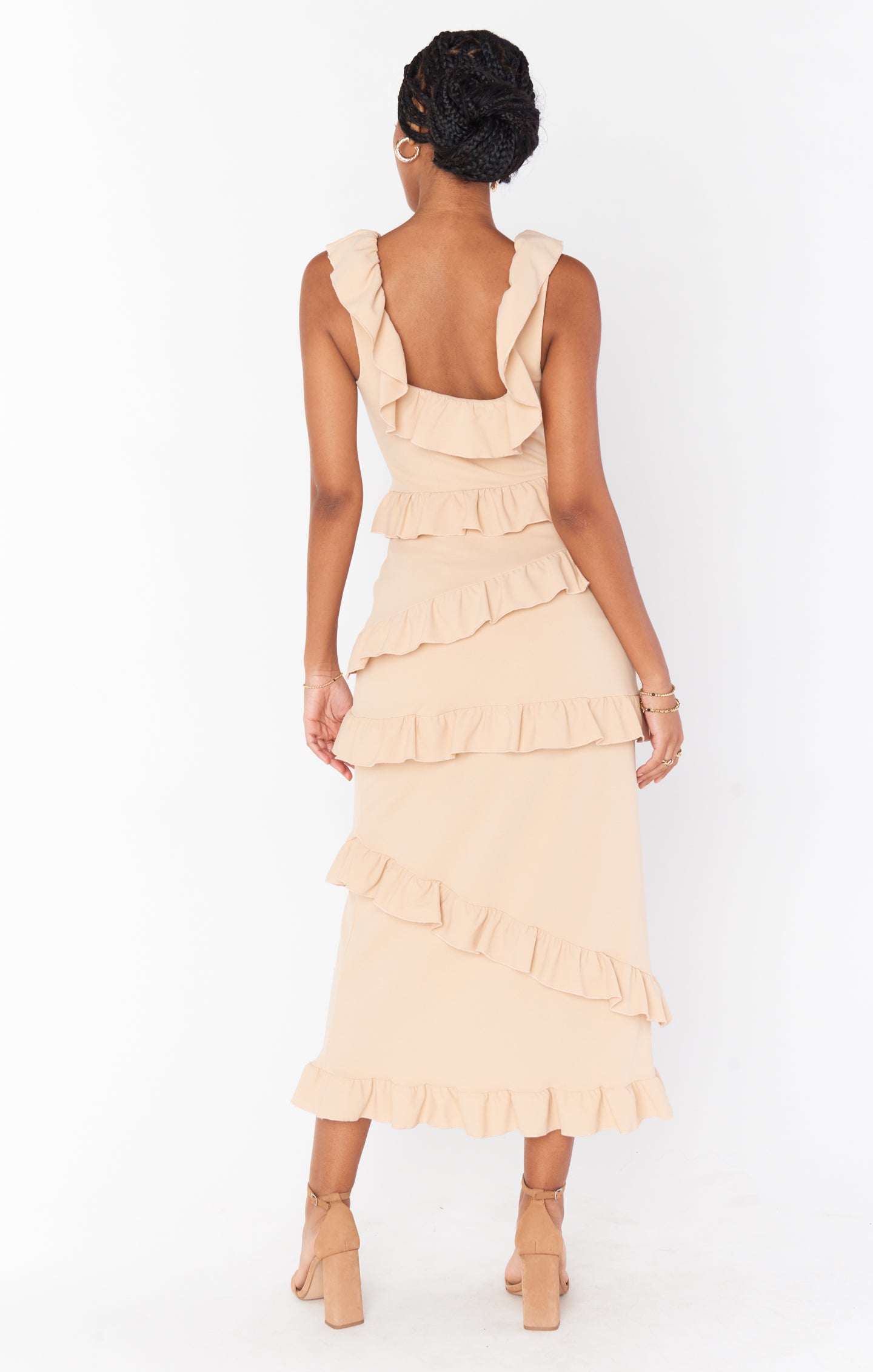 Greta Stretch Dress in Champagne - Elegant & Comfortable Women's Formal Dress for Weddings, Parties & Special Occasions