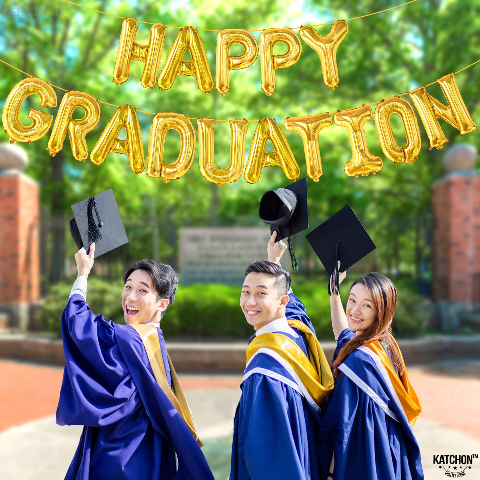 KatchOn 16 Inch Gold Graduation Balloons - Class of 2025 Foil Balloons for Graduation Party Decorations | Happy Graduation Decor, Graduation Ceremony, Photo Backdrop, Graduation Party Supplies