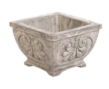 Normandy Jr Planter - 10 Inch Height x 13 Inch Square - Pre-Aged Terracotta Pot - Perfect for Indoor Plants, Succulents & Home Garden Decor