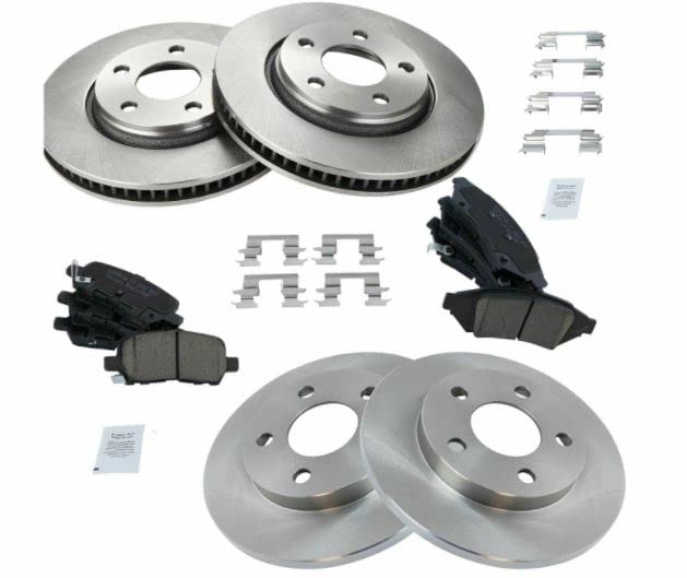 High-Performance Ceramic Brake Pads & Rotors Front & Rear Kit with Brake Fluid - Compatible with Pontiac Grand Prix - Perfect for Daily Driving & High-Speed Performance