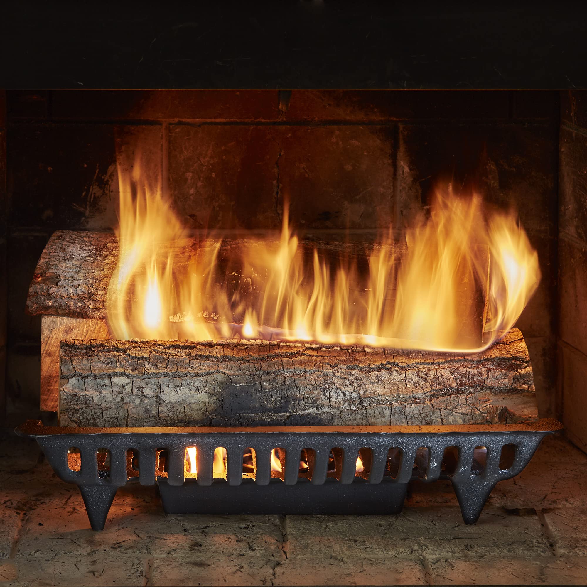 Uniflame 18 Inch Zero Clearance Cast Iron Fireplace Grate - Heavy Duty Fireplace Accessory for Wood Burning Stoves & Fireplaces - Perfect for Indoor/Outdoor Heating & Cozy Ambiance