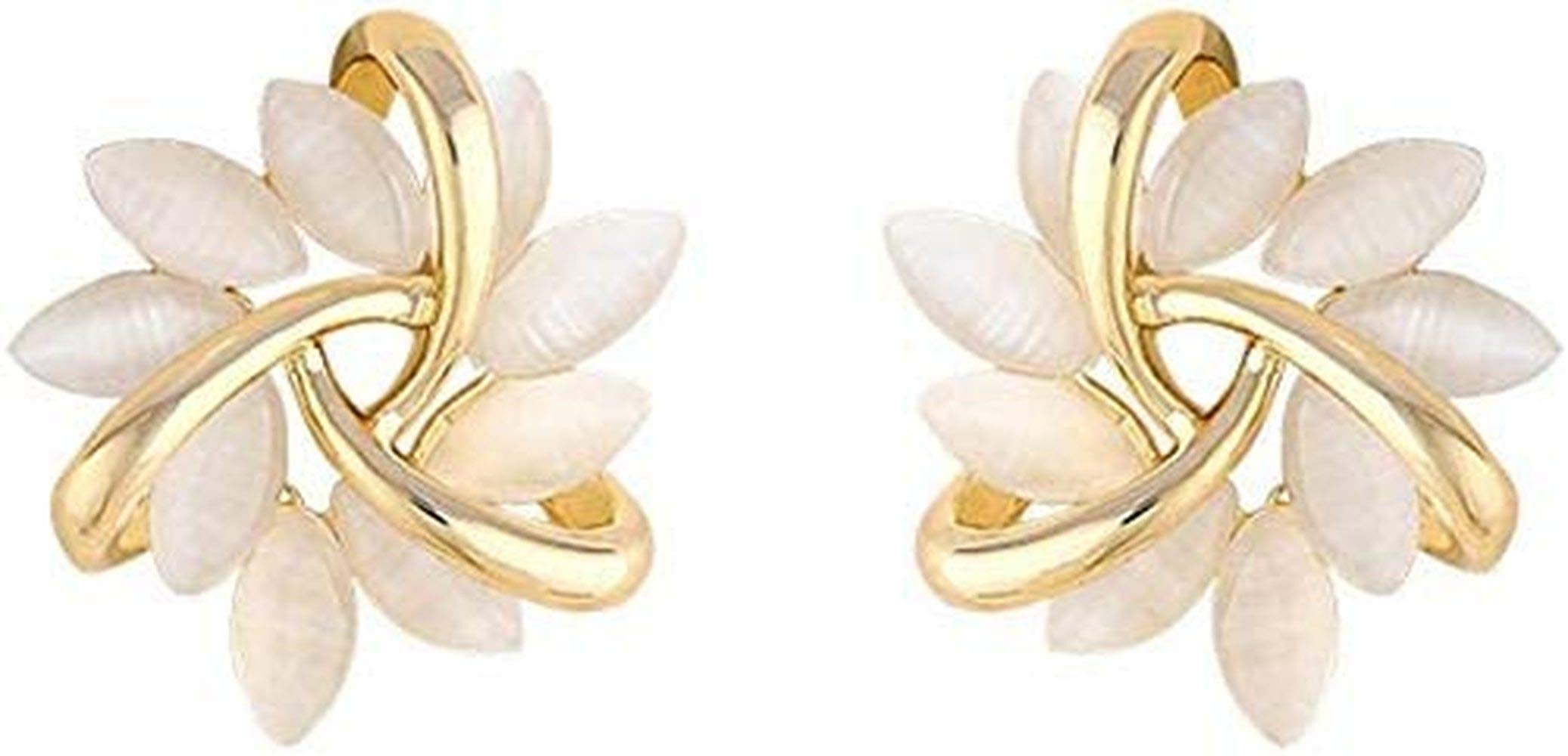 Elegant Opal Petal Circle Stud Earrings for Women - Luxury Classic Jewelry Gift for Party, Wedding & Special Occasions