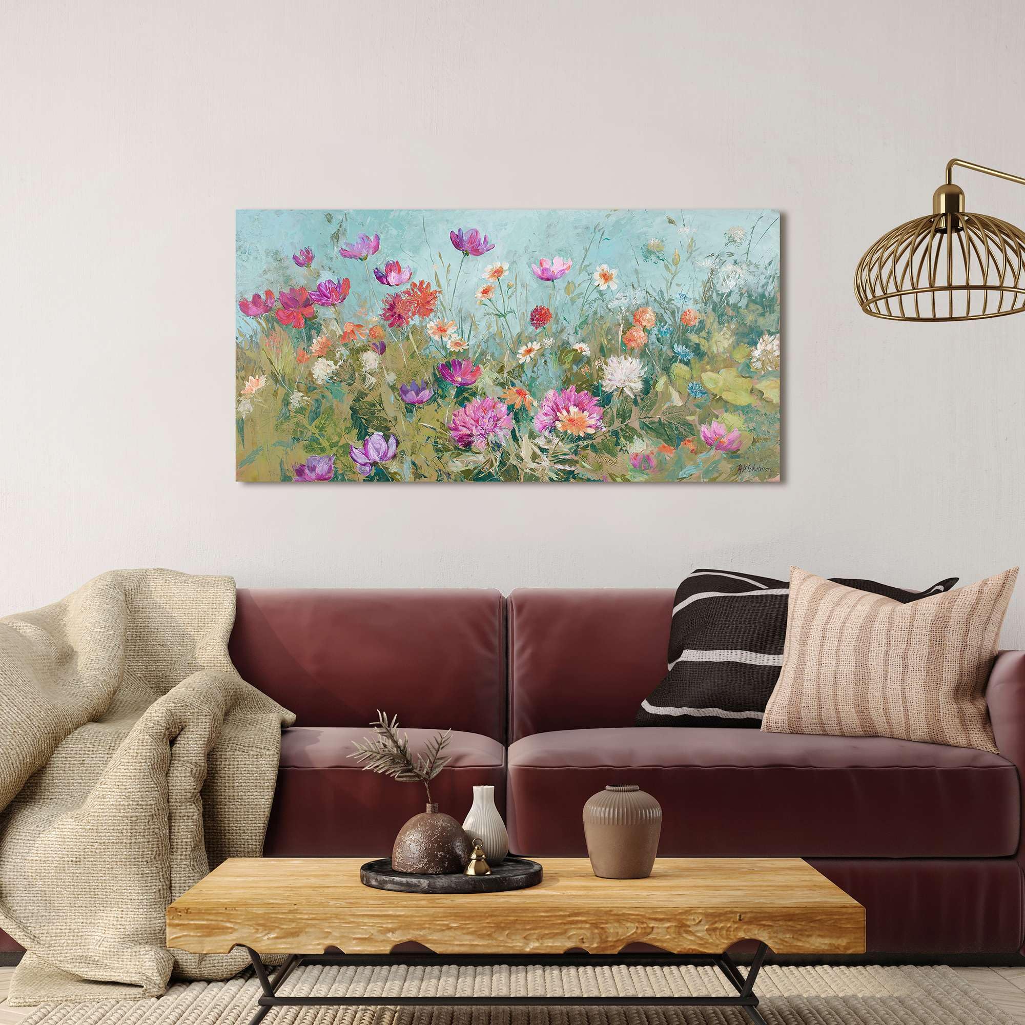 ART PRINT CAFE' – Floral Canvas Print – Summer Breeze by In Whatmore – 100 x 50 cm Wall Decor – Perfect for Living Room, Bedroom & Office