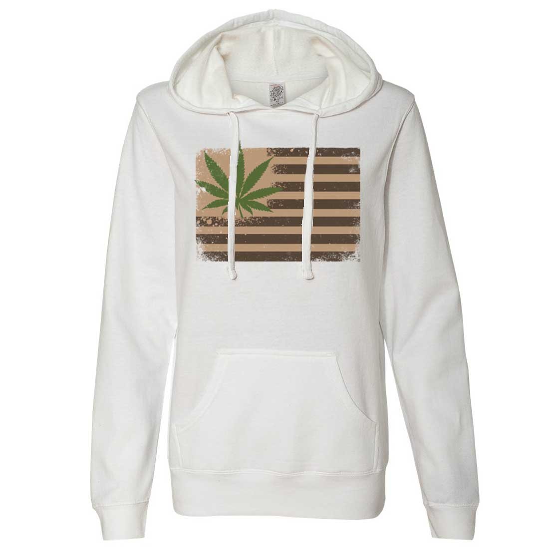 USA Pot Leaf Hemp Flag Women's Lightweight Fitted Hoodie - Dolphin Shirt Co | Perfect for Festivals, Beach Days & 420 Celebrations