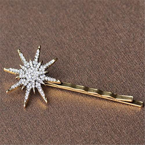 DVPHA 1 Pcs Elegant Crystal Rhinestone Hair Clip - Star & Moon Design Women's Hair Accessories for Wedding, Party & Daily Styling (Metal Color: Big Star)