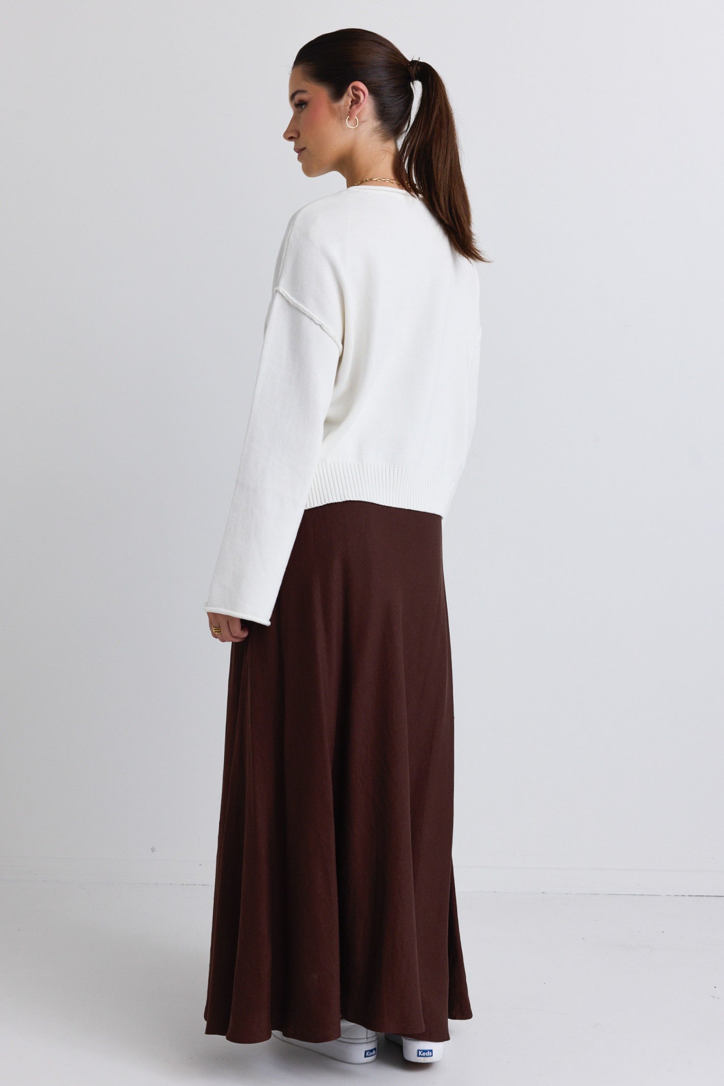 Women's Ivory Long Sleeve Cotton Jumper - Soft Casual Pullover Sweater for Daytime Wear, Office & Weekend Outfits