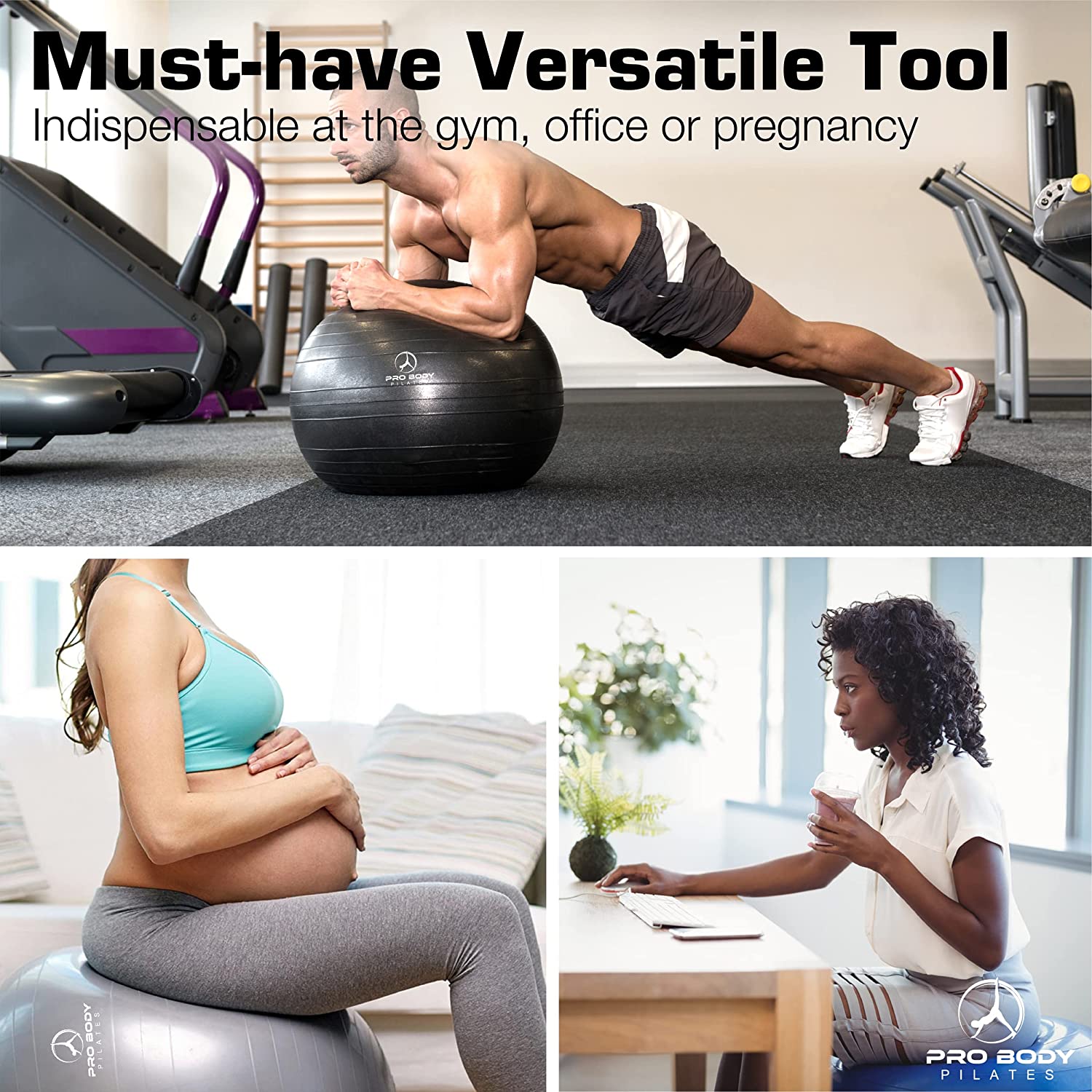 Best Exercise Ball Chair with Stable Base & Resistance Bands - Ergonomic Office & Home Workout Seat for Yoga, Fitness, and Posture Correction