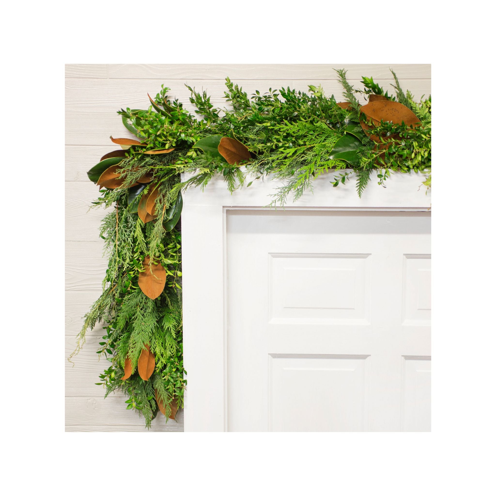 Fresh Magnolia and Cypress Garland - Elegant Floral Wreath for Christmas Decorations, Wedding Centerpieces & Home Wall Decor