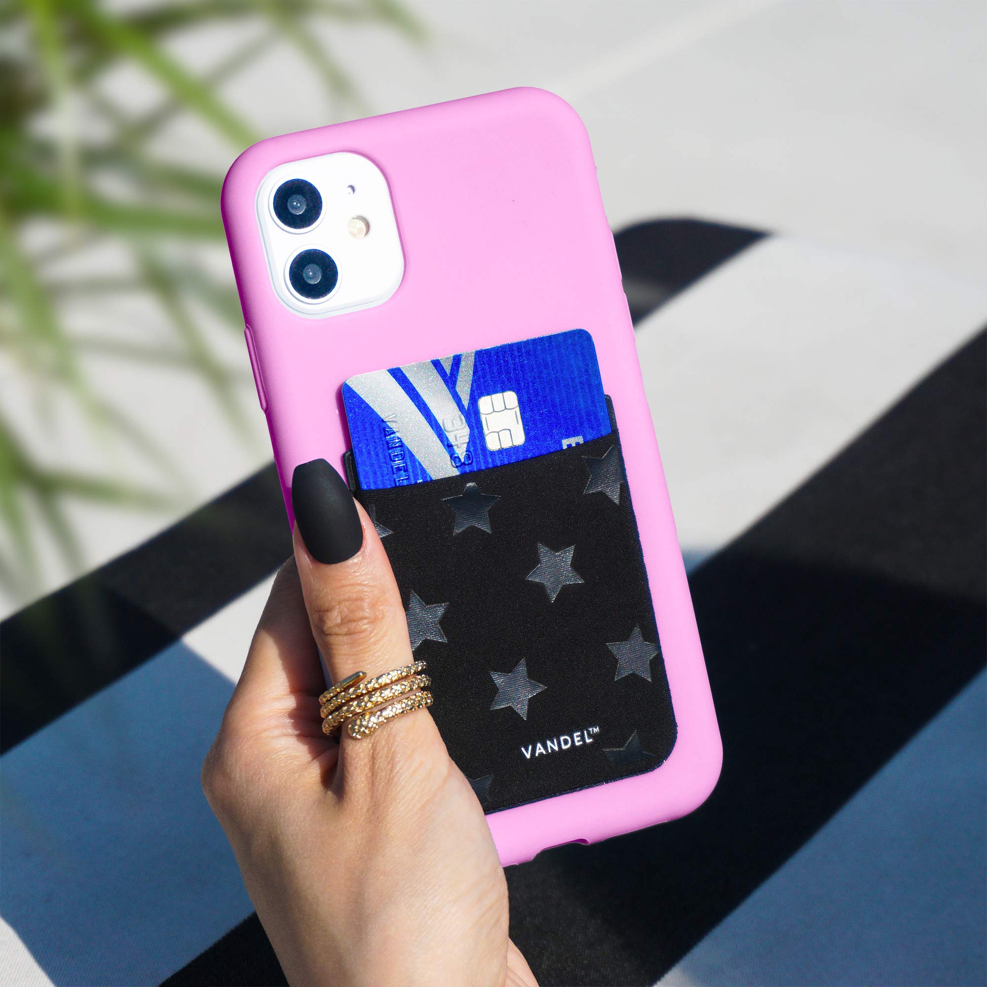 VANDEL Stick-On Fabric Phone Wallet for Women - Cute Credit Card Holder for iPhone, Stick-On Back Pocket for Phone Case - Perfect for Shopping, Travel & Everyday Use