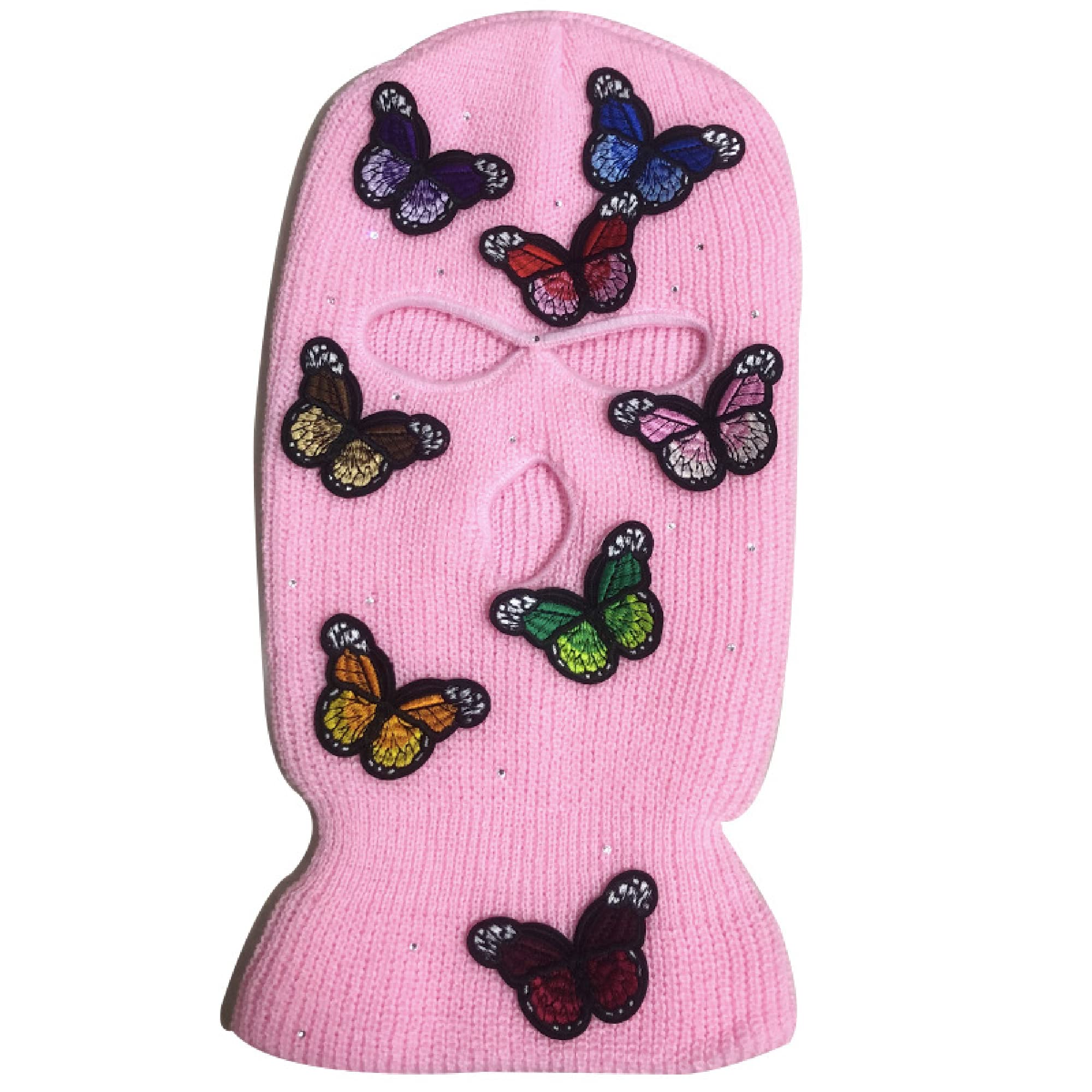 ISWMM 3-Hole Ski Mask - Wool Knit Balaclava with Embroidery - Windproof Winter Face Cover for Skiing, Snowboarding, Cycling & Outdoor Activities