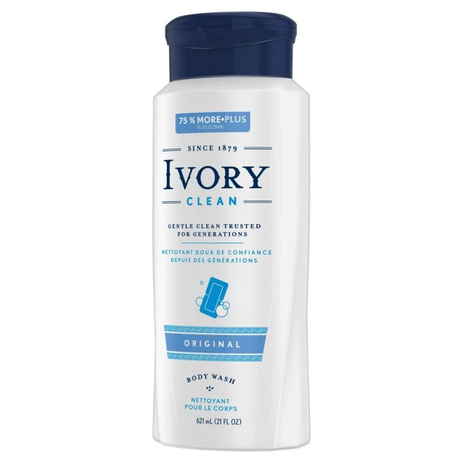Ivory Original Body Wash for Sensitive Skin - 21 oz (Pack of 3) | Gentle Cleansing & Moisturizing | Perfect for Daily Shower, Travel & Gym Use
