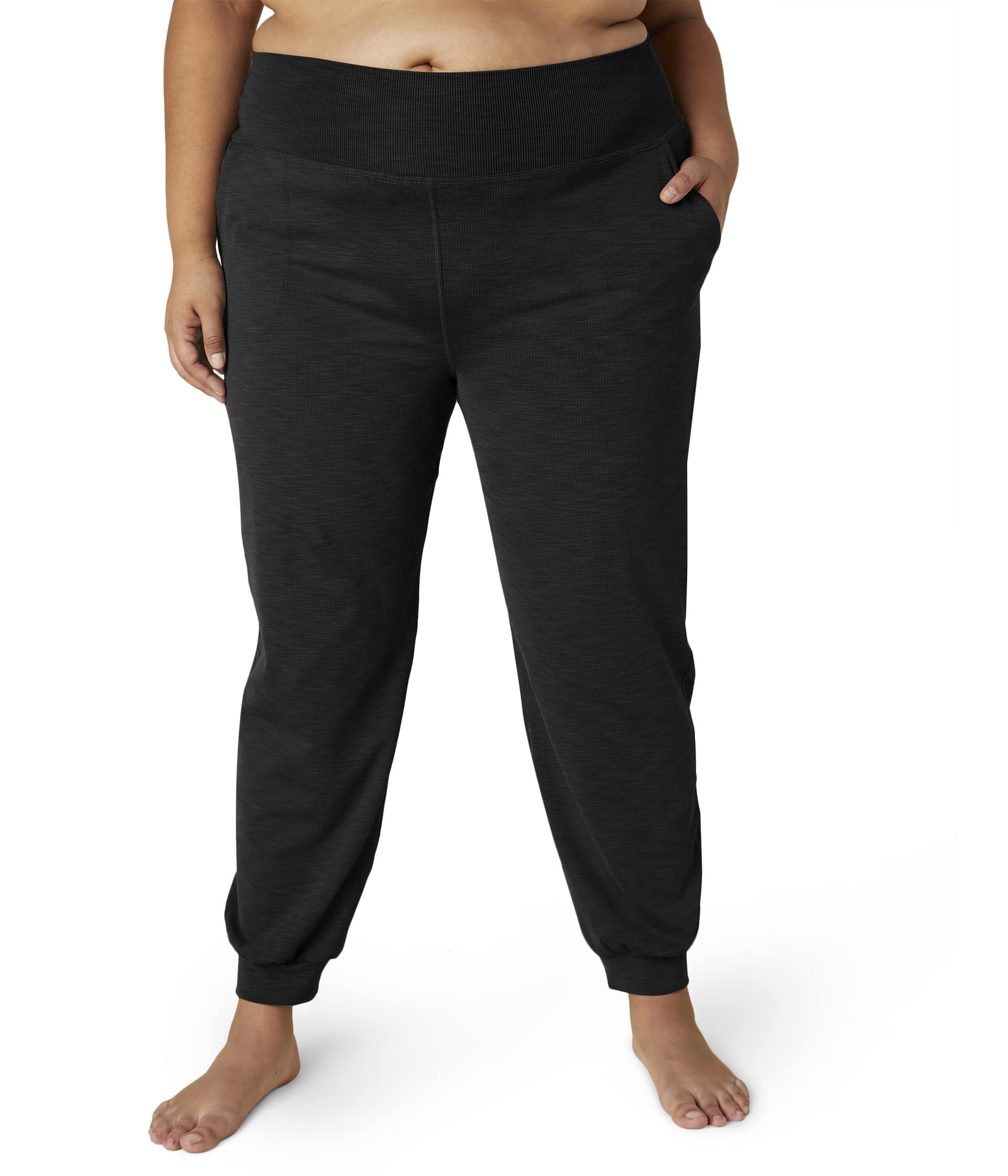 Beyond Yoga Women's Plus Size Heather Rib Midi Joggers - Soft Lounge Pants for Yoga, Running & Casual Wear - Comfortable High-Waisted Athletic Pants for Workouts & Relaxation