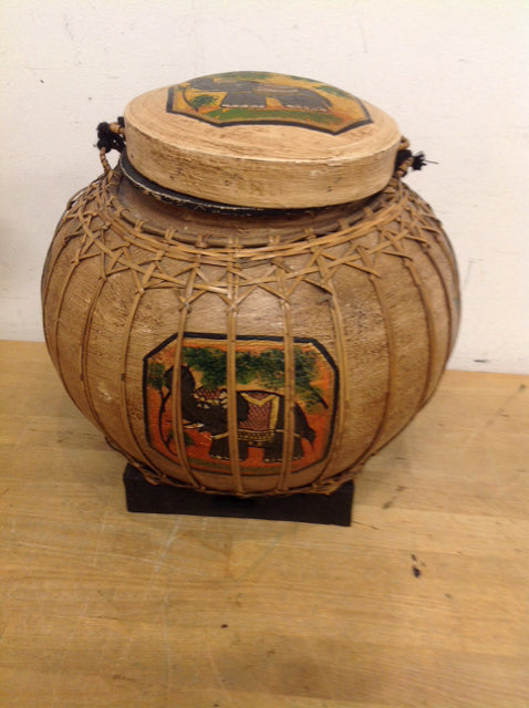 12 Tan Wood Elephant Jar - Handmade Decorative Storage Box for Jewelry, Spices & Keepsakes - Perfect for Home Decor, Gifts & Boho Style Interiors