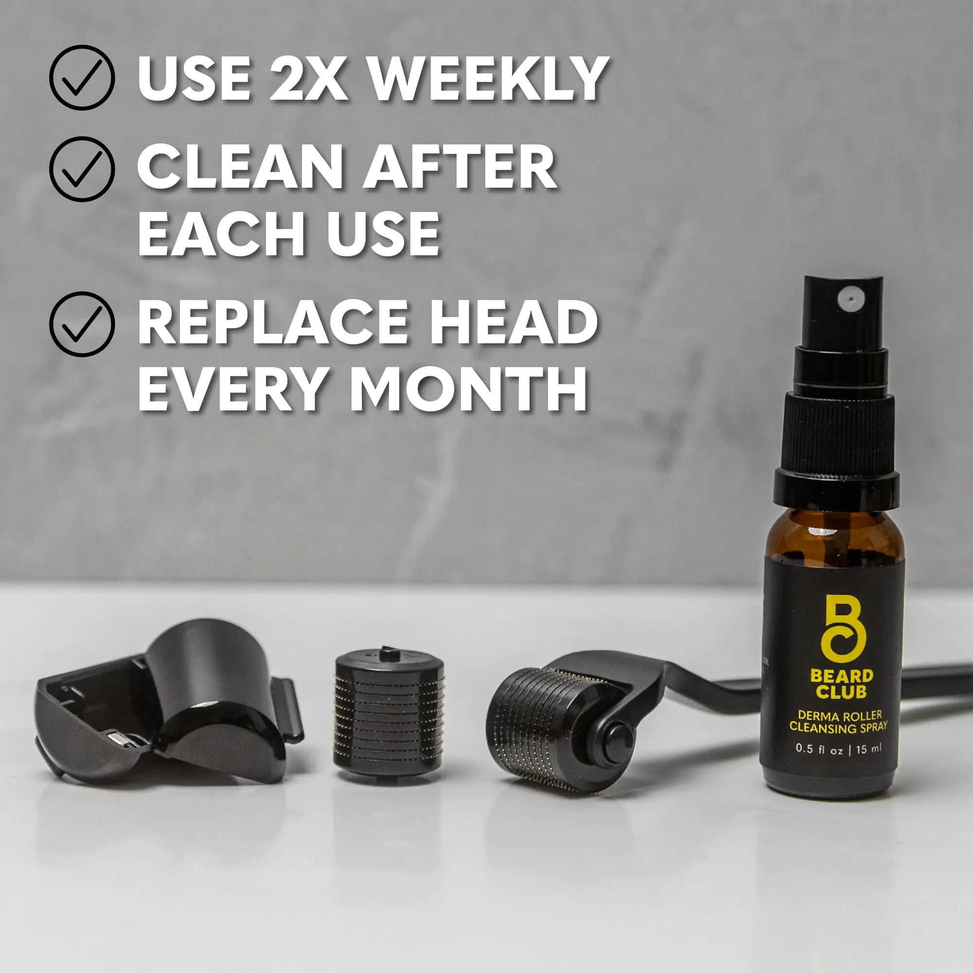 Beard Club Derma Roller for Men - 0.5mm Microneedle Roller to Stimulate Beard Growth & Improve Skin Health | Reduce Patchy Beard & Acne Scars | Perfect for Home Grooming & Facial Care Routine
