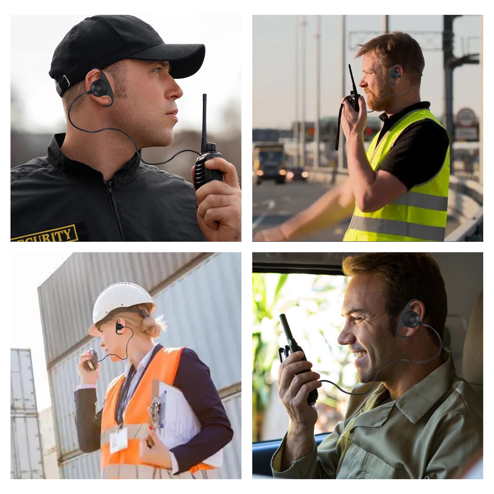 Niiyen Walkie Talkie Earpiece - 5 Pack 3.5mm Jack D-Shaped Headset with PTT Listening Mic for Two-Way Radios - Secure Clip-On Design for Security, Construction & Event Staff Communication