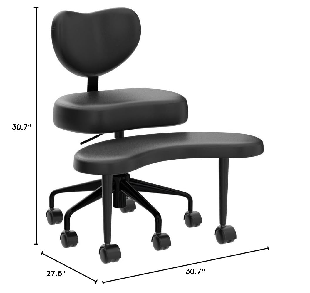 Meditation Chair with Wheels - Adjustable Cross-Legged Stool for ADHD & Fidgety Sitters - Ergonomic Lumbar Support & Flexible Design - Perfect for Home Office, Yoga Studio & Classroom - Black