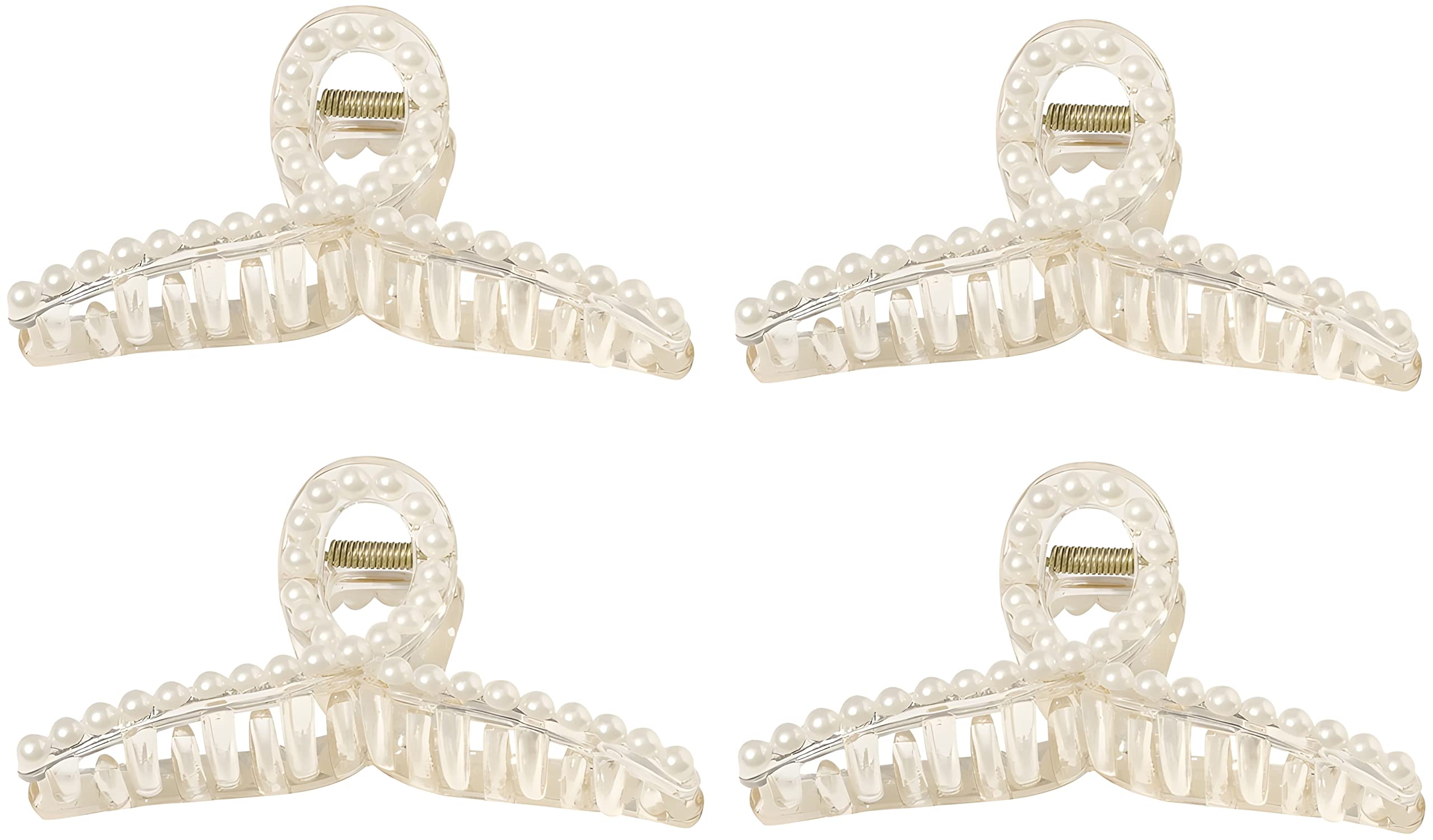 ANNA CREATIONS 4-Piece Small Pearl Large Hair Claw Clips for Long Hair - Jaw Clips, Clutches & Barrettes Hair Accessories for Women and Girls - Perfect for Weddings, Parties & Everyday Styling