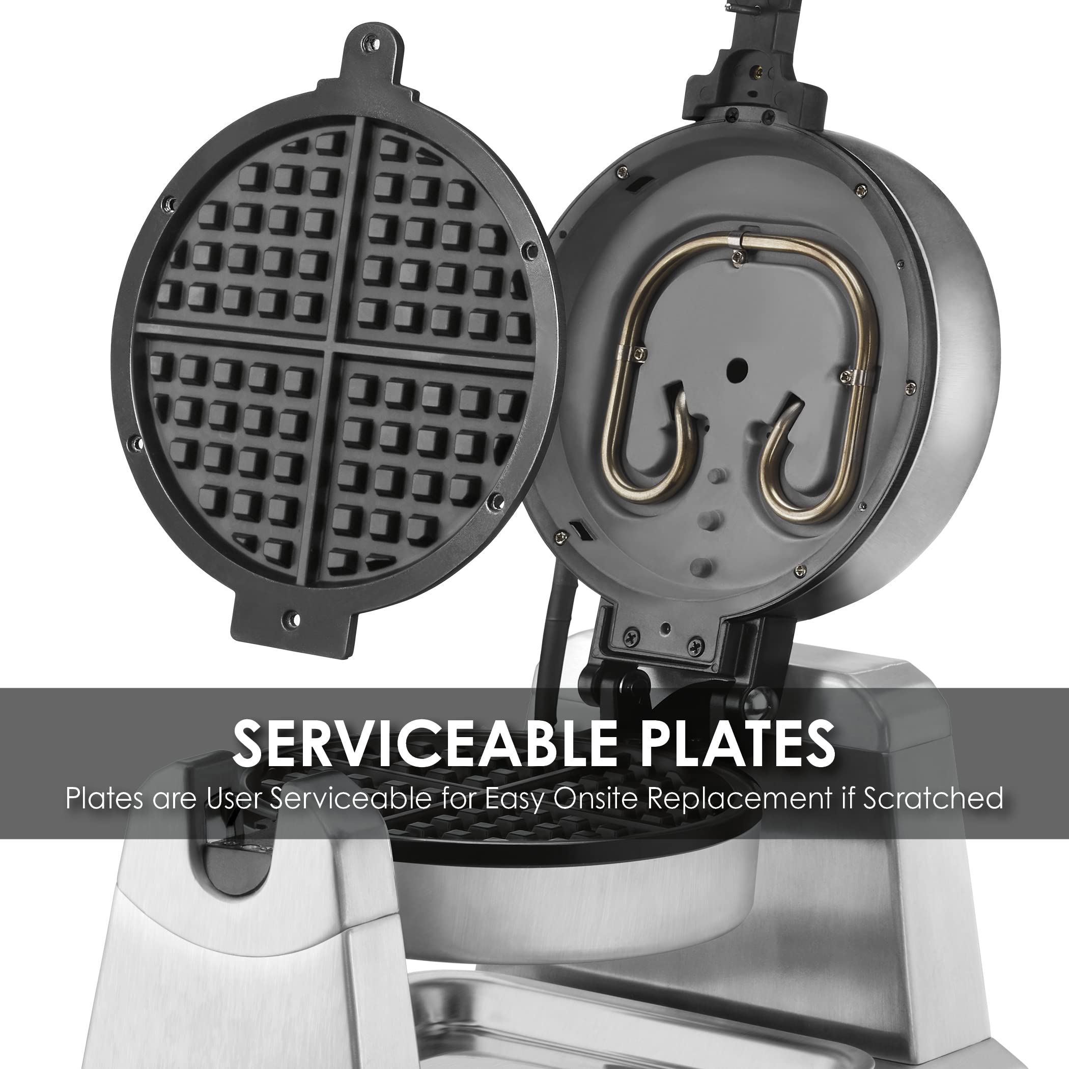 Waring Commercial Classic Waffle Maker Plates Replacement Kit - Compatible with WWD180X Model - Non-Stick Waffle Iron Griddles for Perfect Breakfast Waffles, Pancakes & Sandwiches