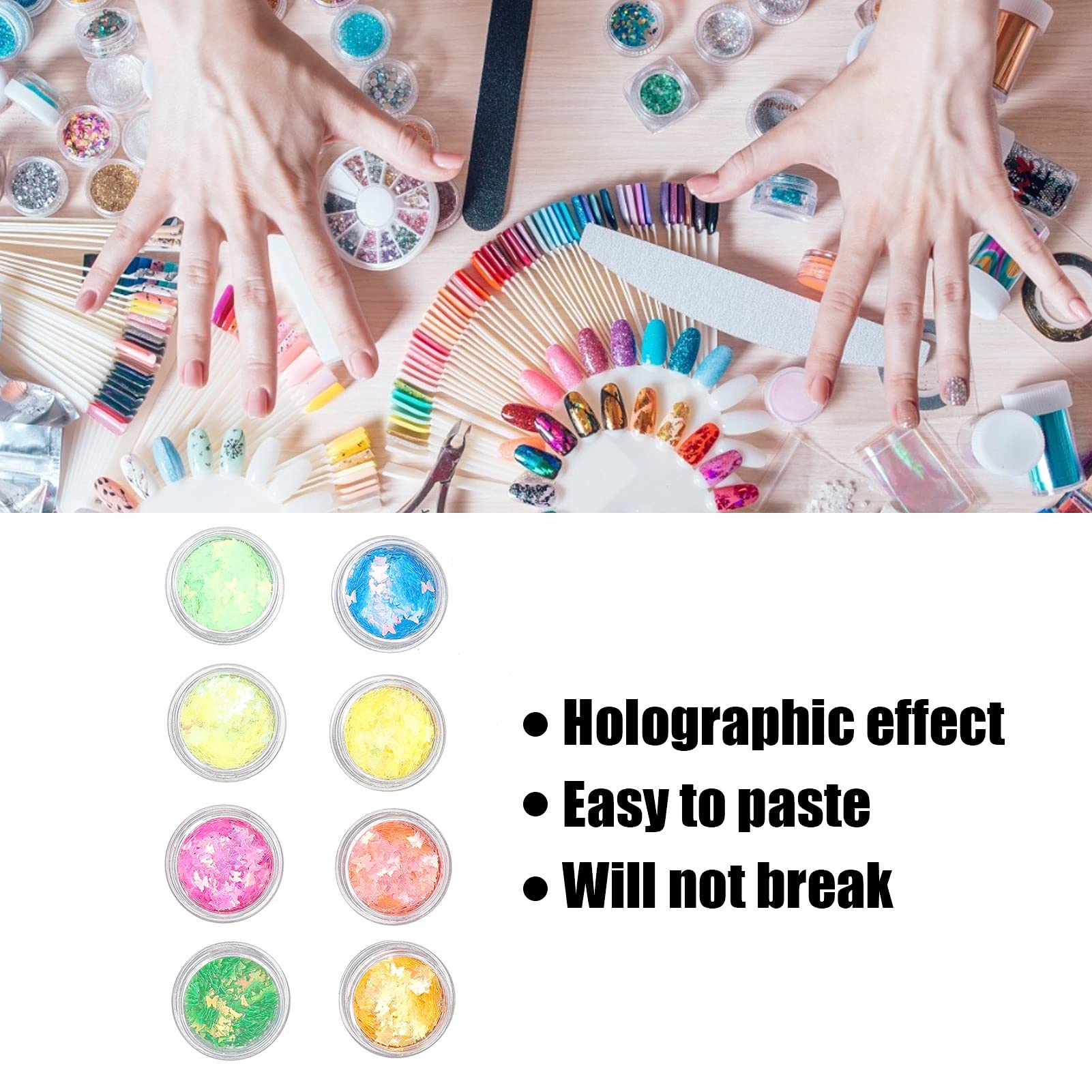 8 Boxes Nail Glitter Sequins & Flakes - DIY Nail Art Accessories for Women, Home & Salon Use | Perfect for Manicure, Pedicure & Nail Decoration