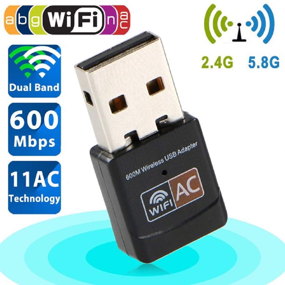 600Mbps USB 3.0 WiFi Adapter - Dual Band 2.4G/5G Wireless Network Dongle for PC, Laptop, Desktop & Tablet - Compatible with Windows 10/8/7/XP & Mac - Fast Internet for Gaming, Streaming & Remote Work