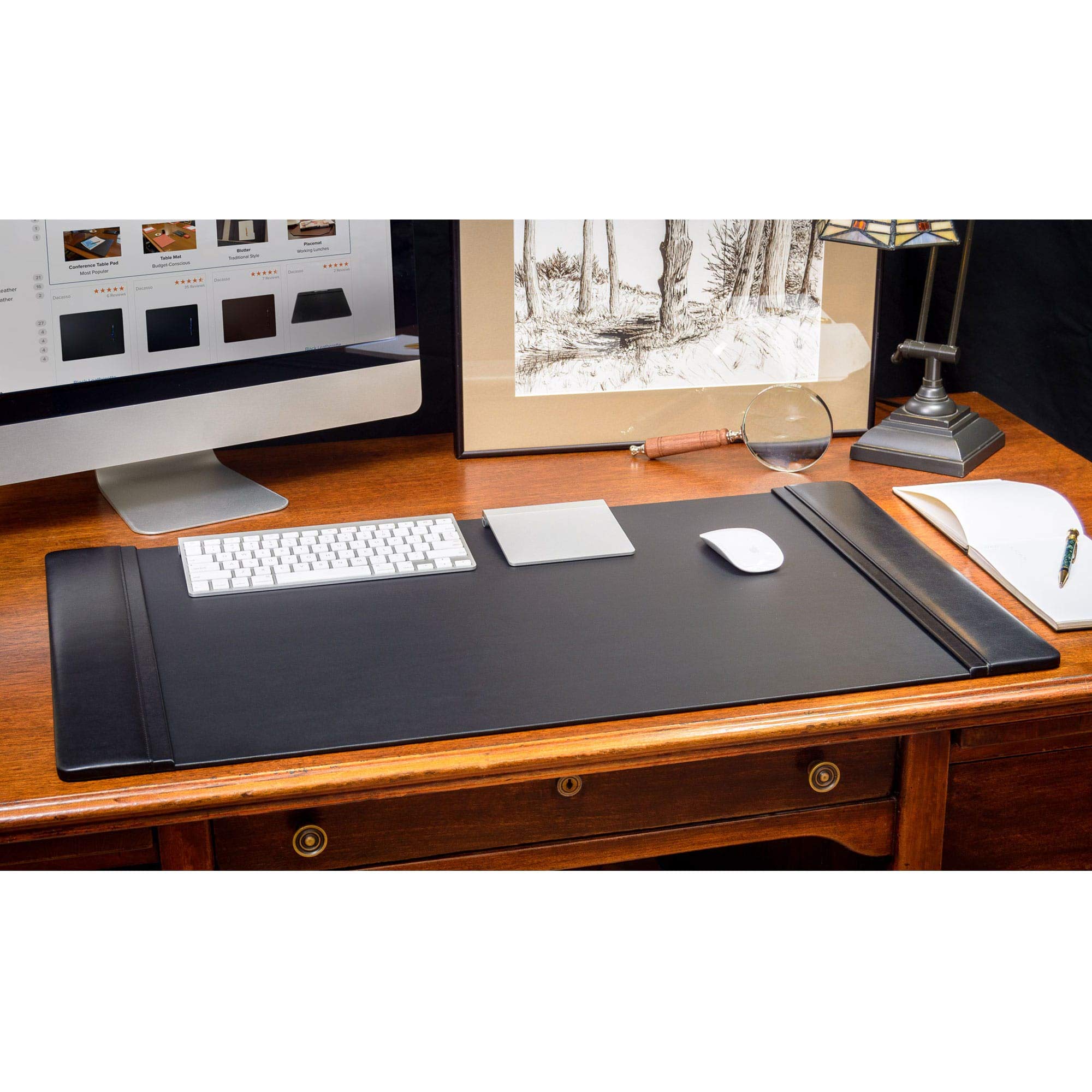 Dacasso Premium Leather Desk Calendar Pad - 34 x 20 Inches, Black (P1050) - Perfect for Office, Home & Executive Gifts