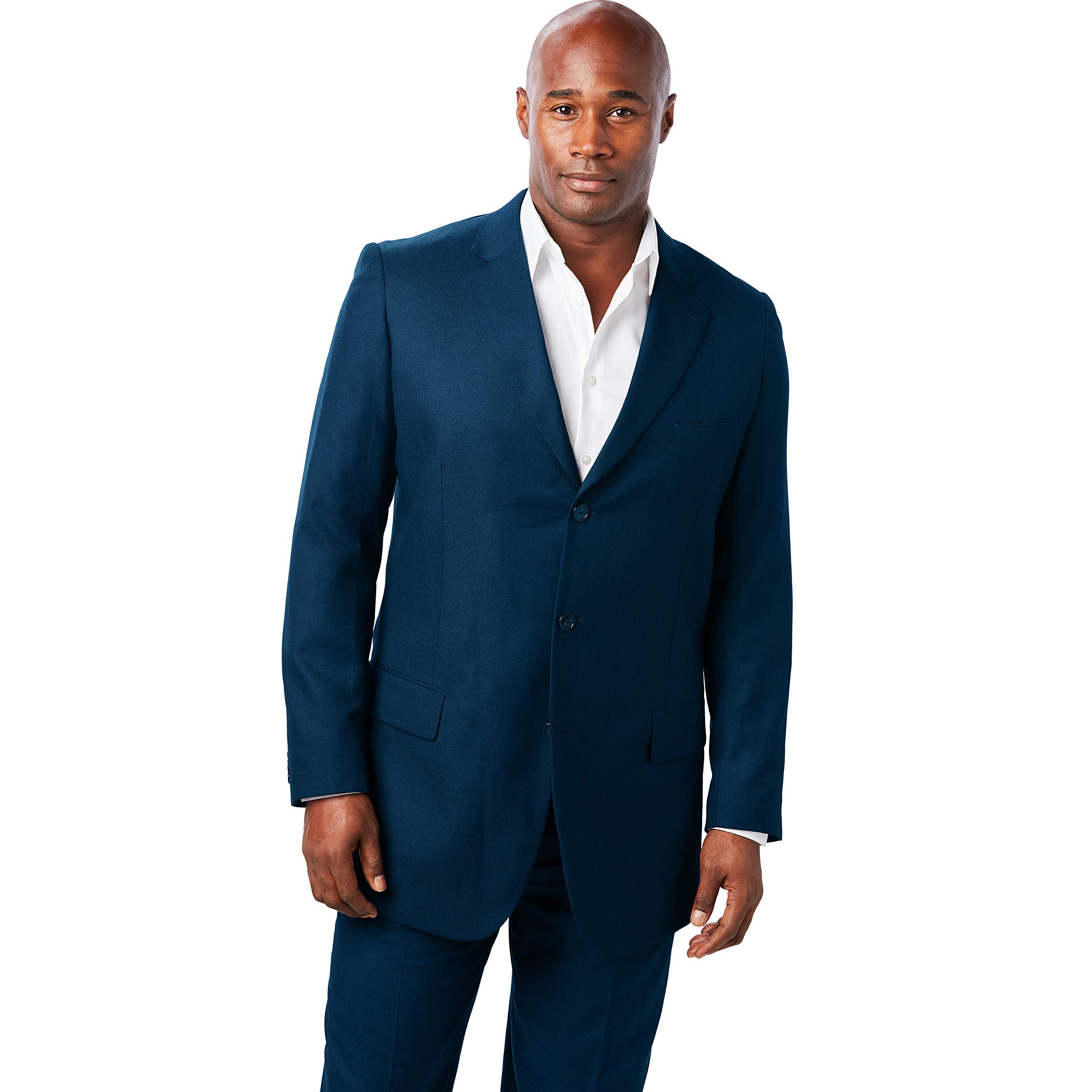 KS Signature by Kingsize Men's Big & Tall 3-Button Jacket for Easy Movement - Navy Blue - Size 60 - Perfect for Business Casual & Office Wear
