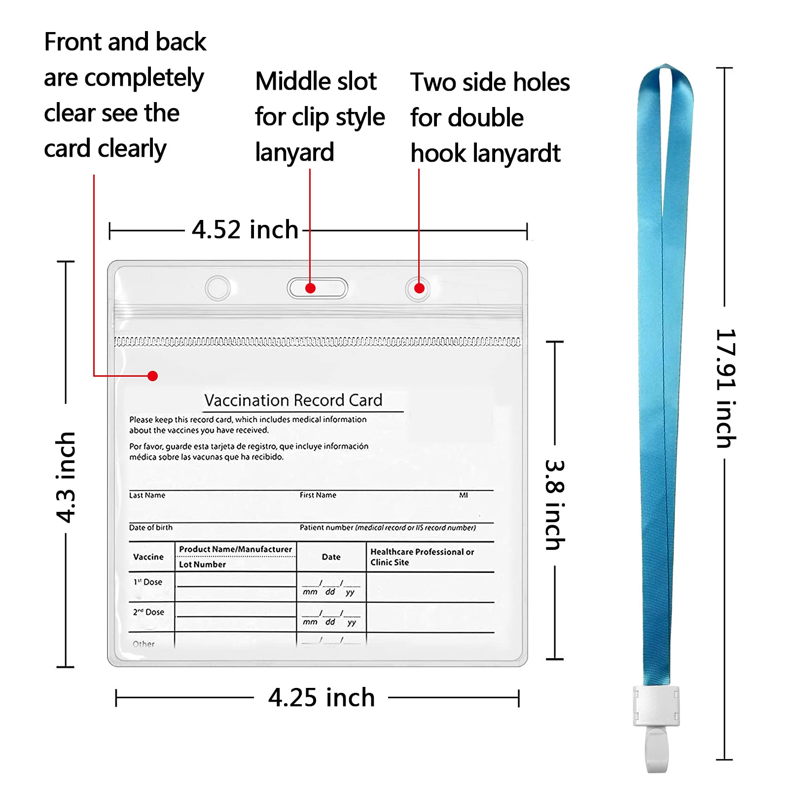 Vaccination Card Protector - 6 Pack, Waterproof & Resealable for Travel & Events