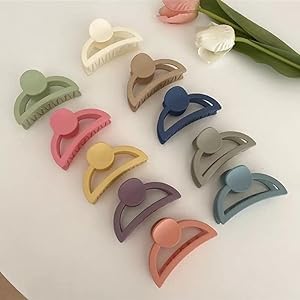 RUBELA Large 3.5 Inch Matte Hair Claw Clips for Thick Hair - Strong Hold Big Jaw Hair Clips Set (Multicolor) - Perfect for Updos, Ponytails & Everyday Hairstyles