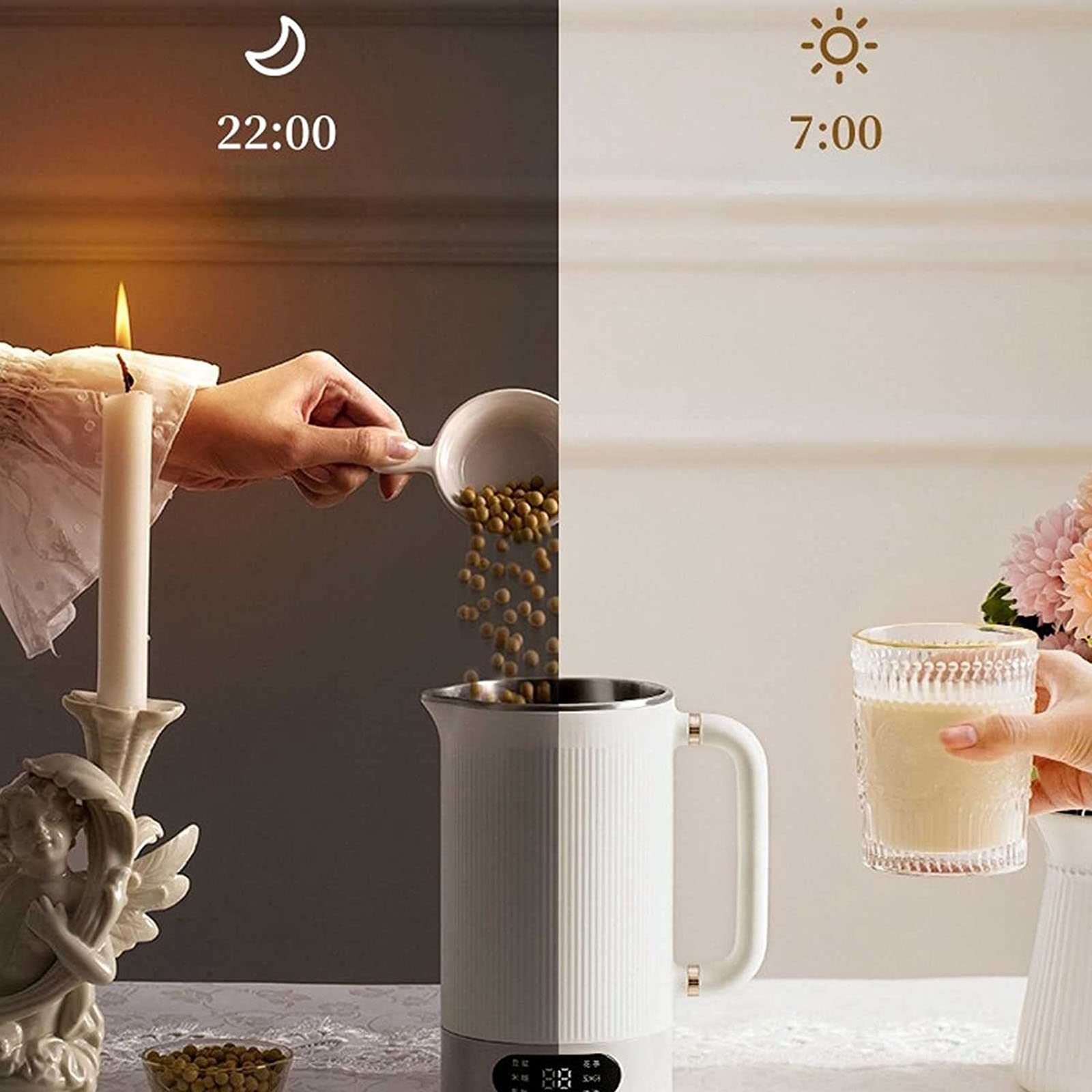 Electric Soy Milk Maker Machine 350ml - Automatic Soybean Milk Blender for Almond, Rice, Cereal, Congee, Porridge, Smoothie & Juice - Perfect for Healthy Breakfast & Homemade Drinks