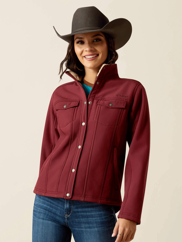 Ariat Women's Berber Back Softshell Jacket - Tawny Port | Windproof & Water-Resistant Winter Coat for Outdoor Activities, Hiking & Horseback Riding
