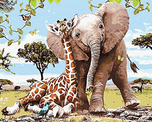Giraffe & Elephant